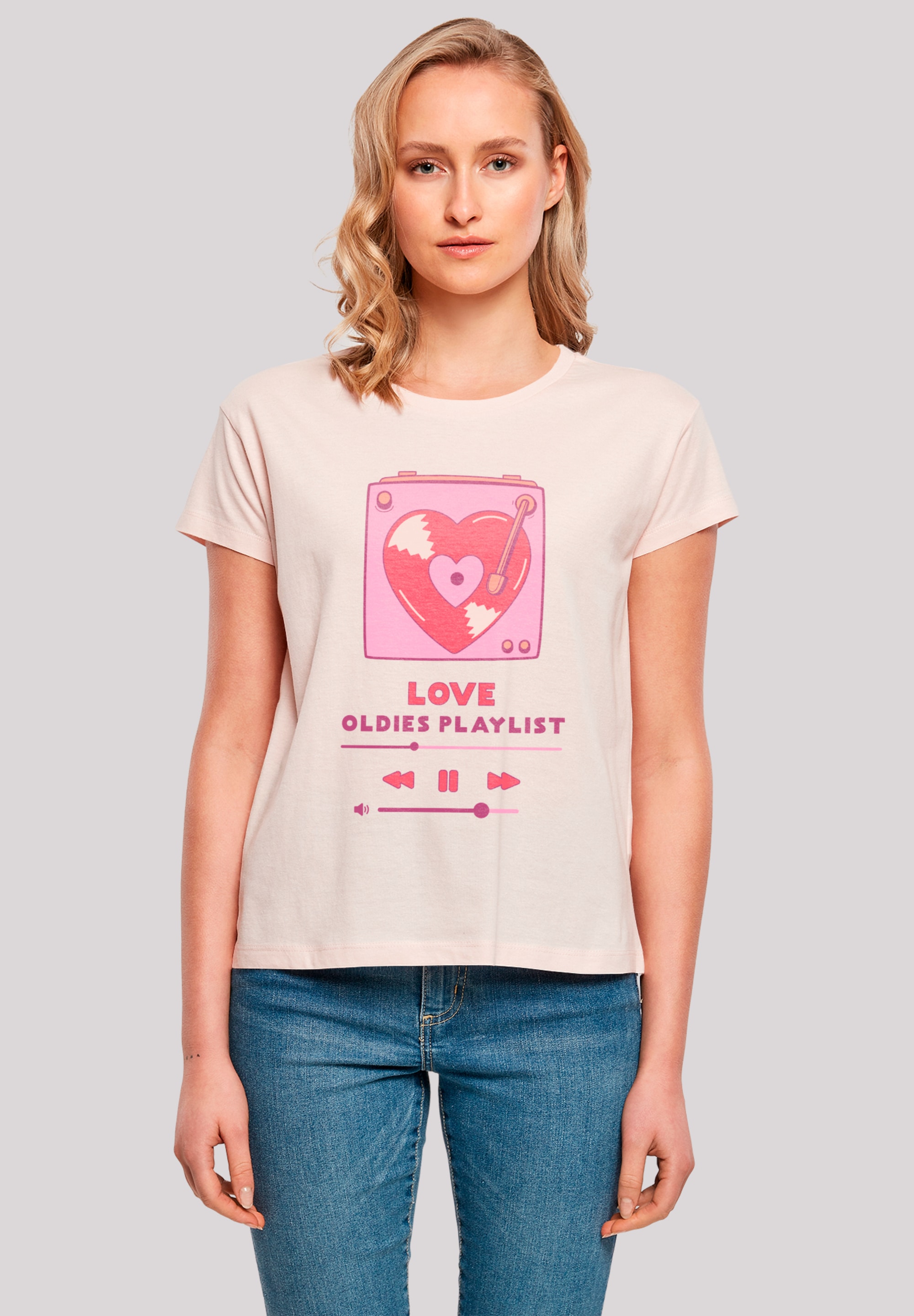 F4NT4STIC T-Shirt "Love Oldies Playlist Valentinstag", Premium Qualität günstig online kaufen