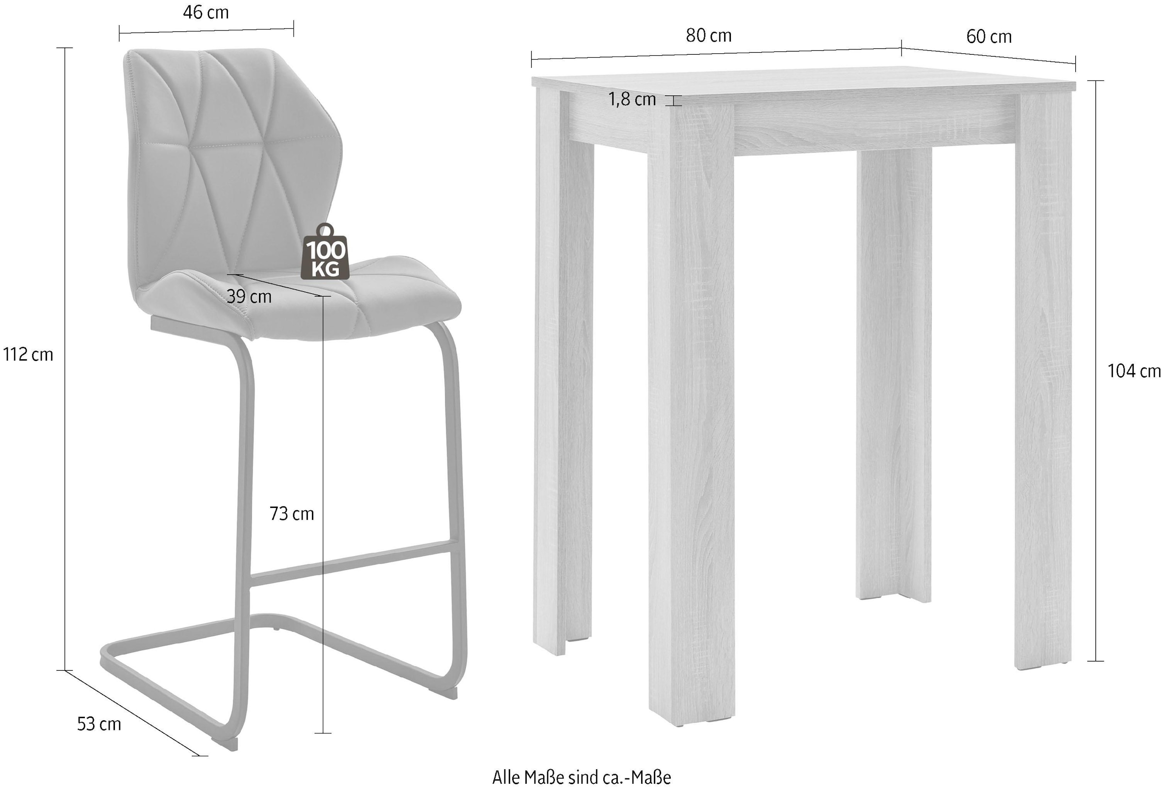 Homexperts Bargruppe »Nika-Indira«, Tisch mit 2 Barhockern