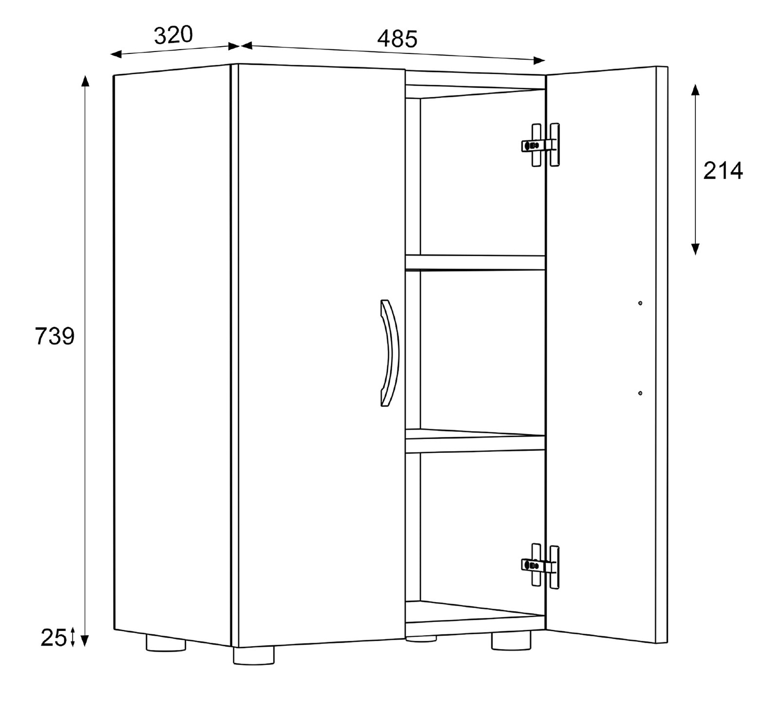 VCM Schuhschrank »VCM Holz Schuhschrank | Maße: H. 74 x B. 49 x T. 30 cm | Allzweckschrank | 3 Fächer | 2 Drehtüren - Ulas«, (1 St.)