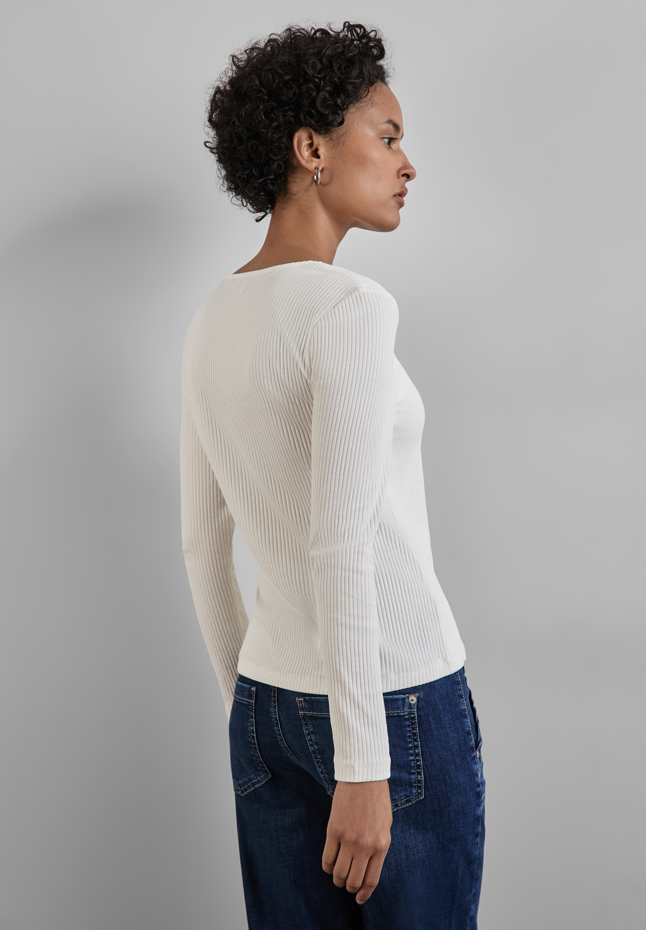 STREET ONE Langarmshirt, aus Baumwolle mit Stretchante