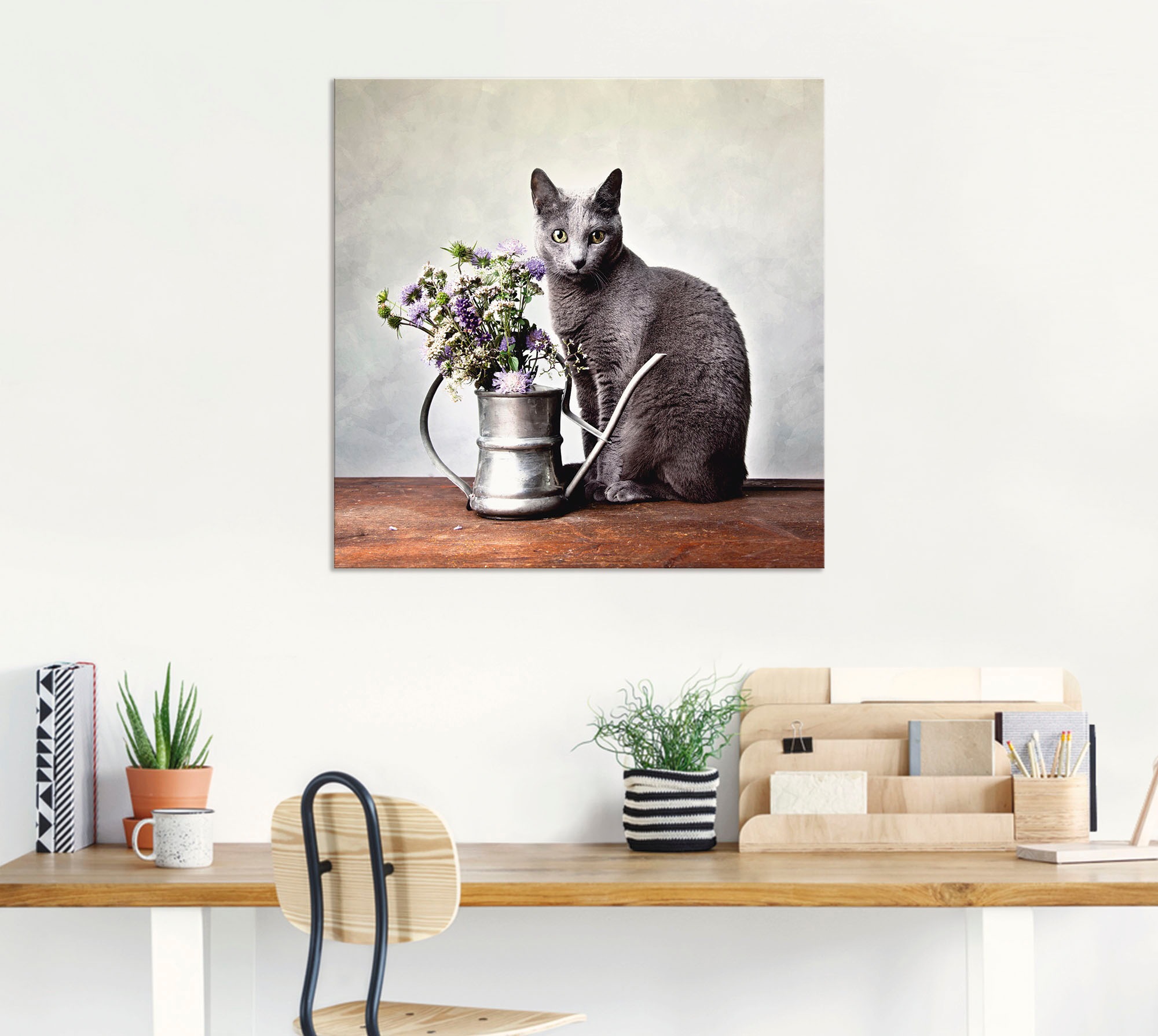 Artland Wandbild "Katze mit Deko", Haustiere, (1 St.), als Alubild, Outdoor günstig online kaufen