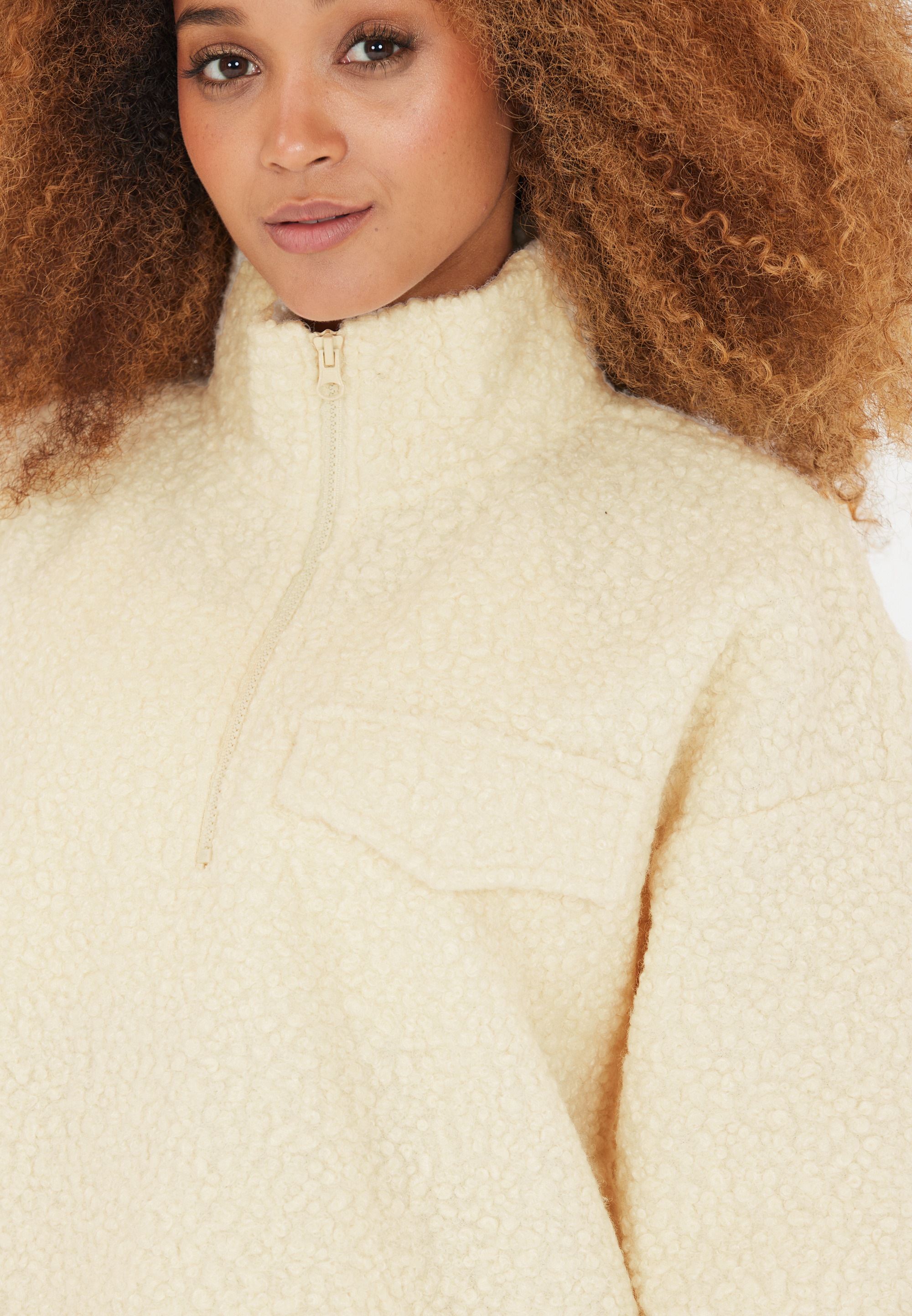 ATHLECIA Strickpullover »Florrie«, mit Teddy-Fleece und halbem Reißverschluss
