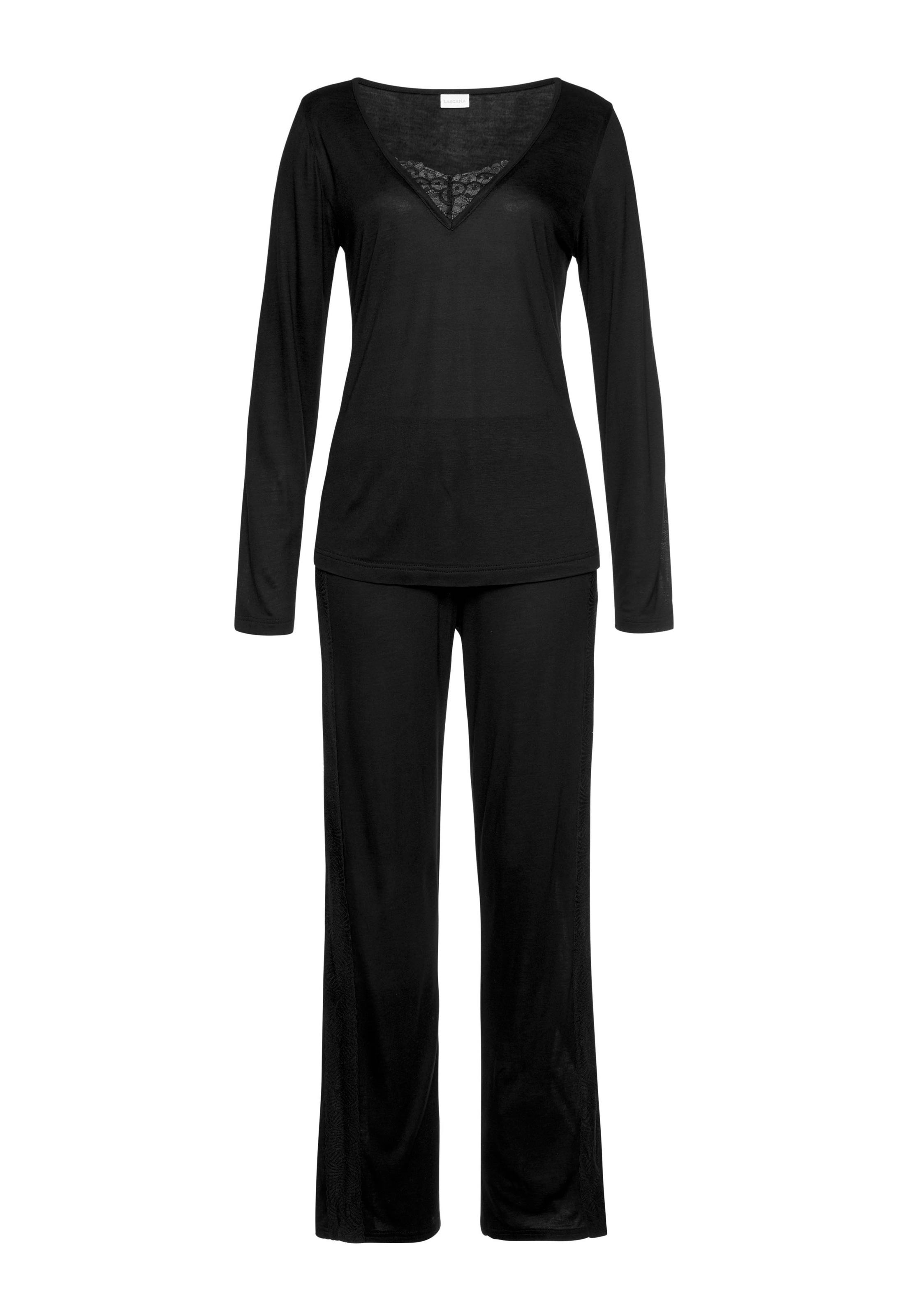 LASCANA Pyjama 2 Stk. tlg., mit Details aus Spitze günstig online kaufen