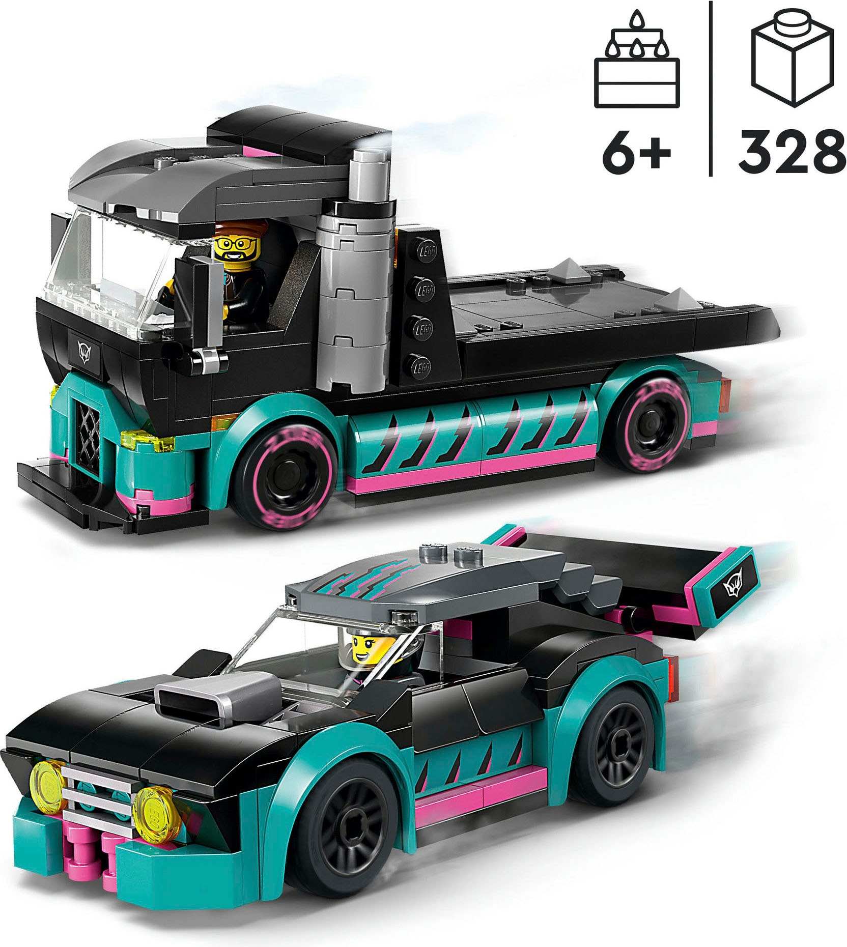 LEGO® Konstruktionsspielsteine »Autotransporter mit Rennwagen (60406), LEGO City«, (328 St.), Made in Europe