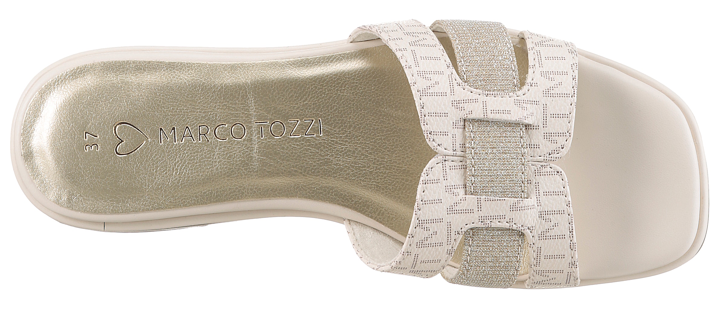 MARCO TOZZI Pantolette, Blockabsatz, Sommerschuh mit Logodrucken
