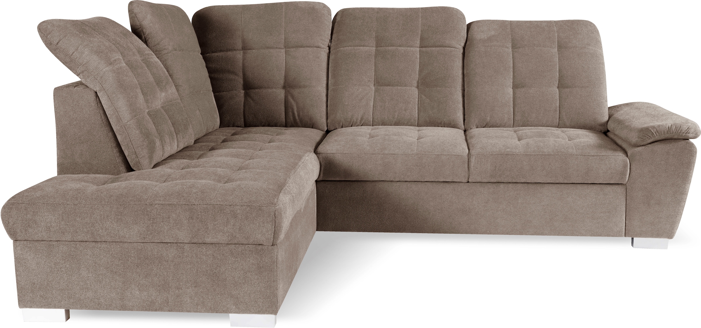 WERK2 Ecksofa »Brindisi, bequem und komfortabel, L-Form«, mit verstellbaren Kopfteilen, Bettfunktion & Bettkasten