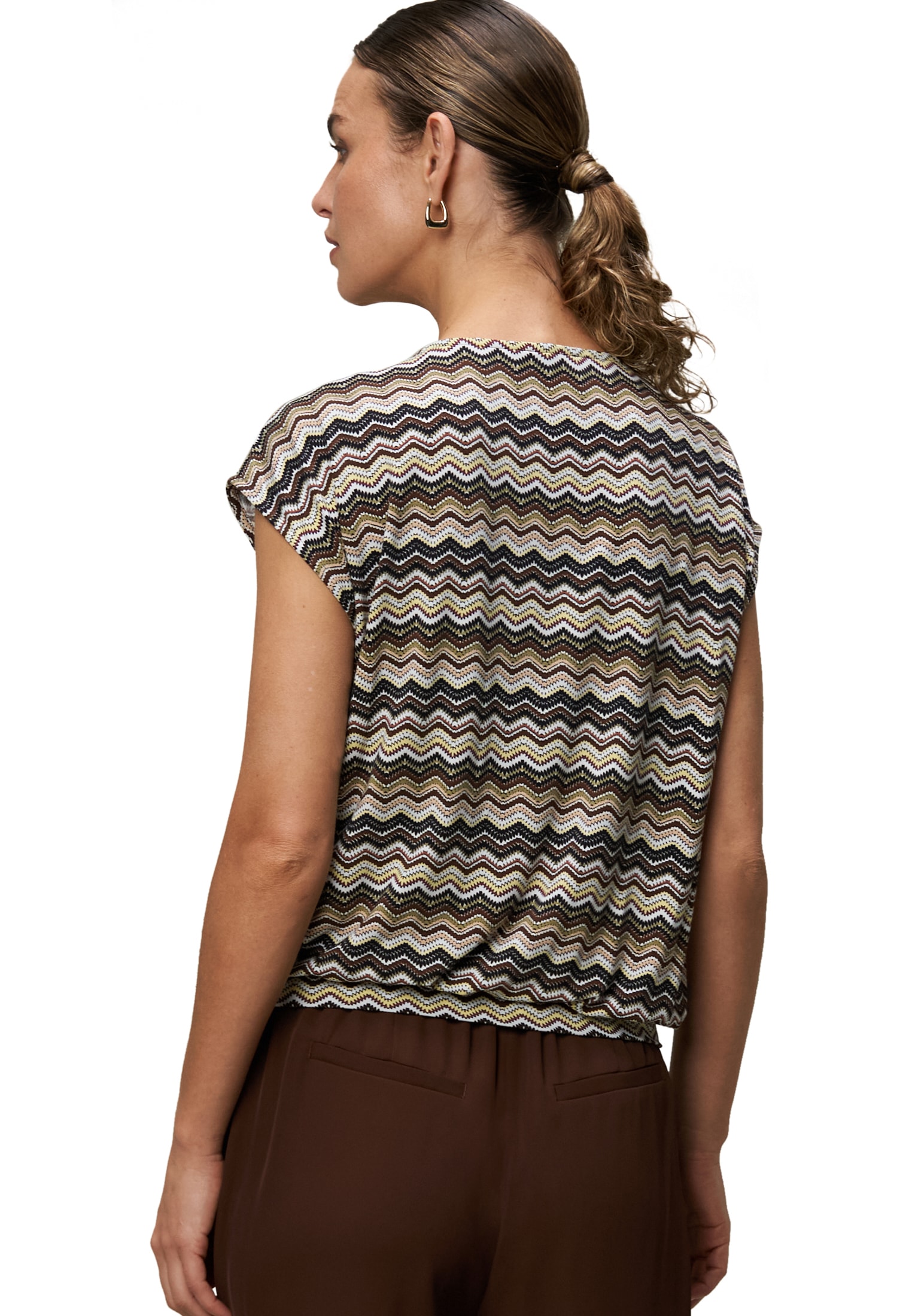 Zero Kurzarmshirt »zero Shirt mit Zickzackmuster«, (1 tlg.), Plain/ohne Details
