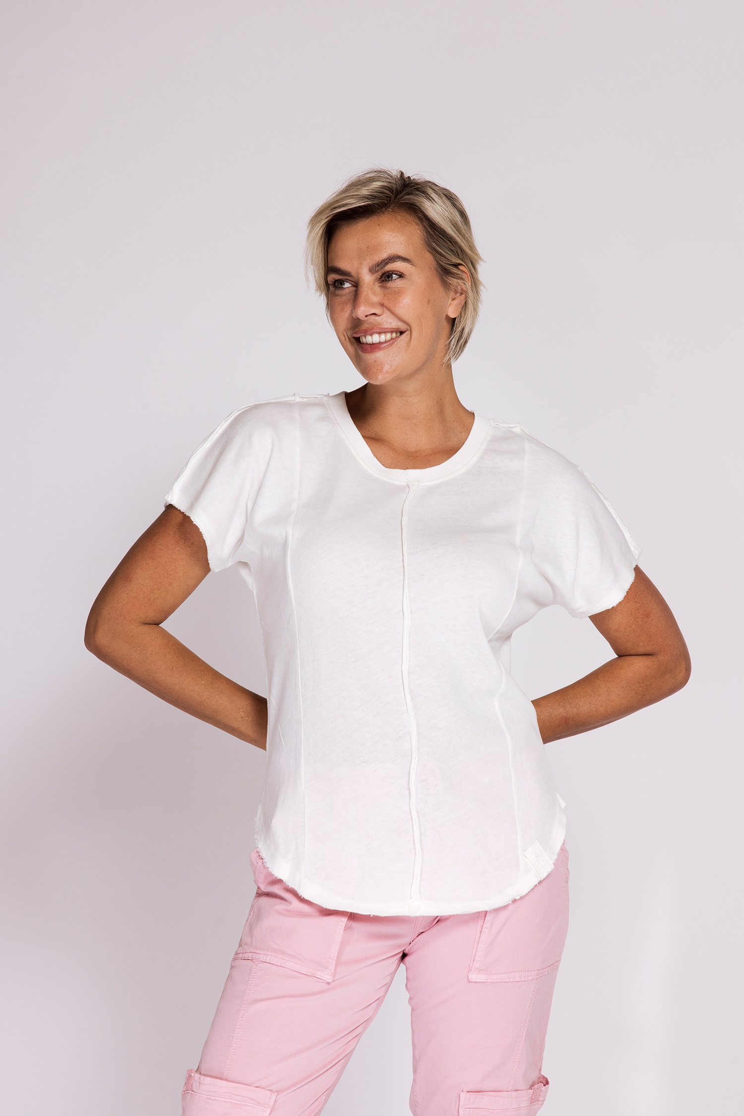 Zhrill Kurzarmshirt "ROSAY" normale Passform, Kurzarm, unifarbenes Design