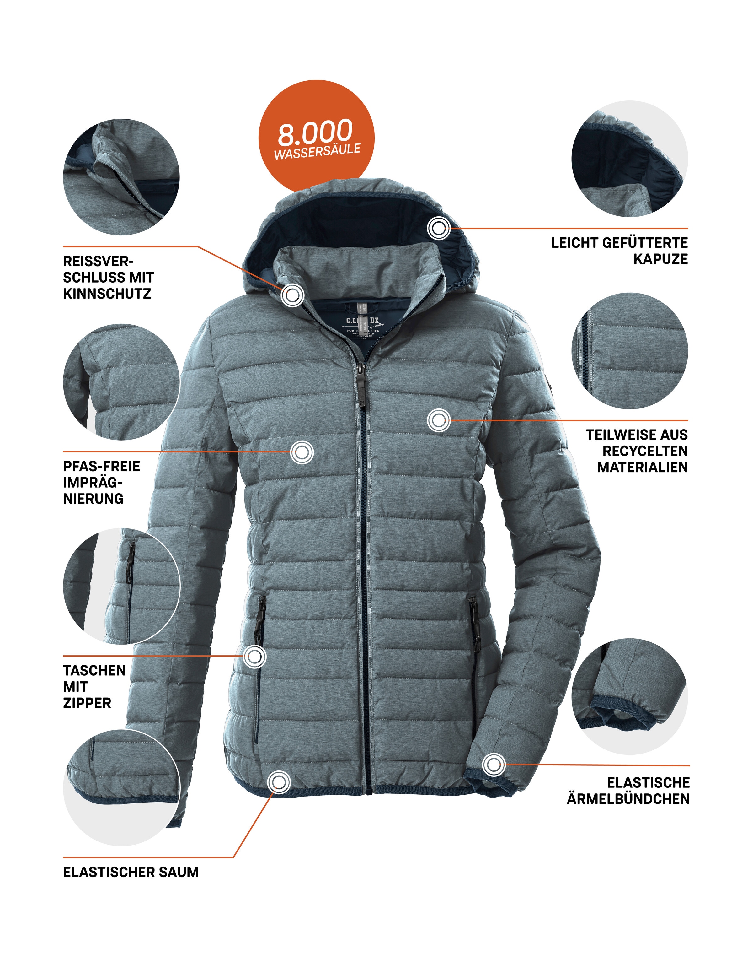 G.I.G.A. DX by killtec Steppjacke »GW 49 WMN QLTD JCKT«, Wind- und wasserabweisende Damen Steppjacke mit 8.000 mm Wassersäule
