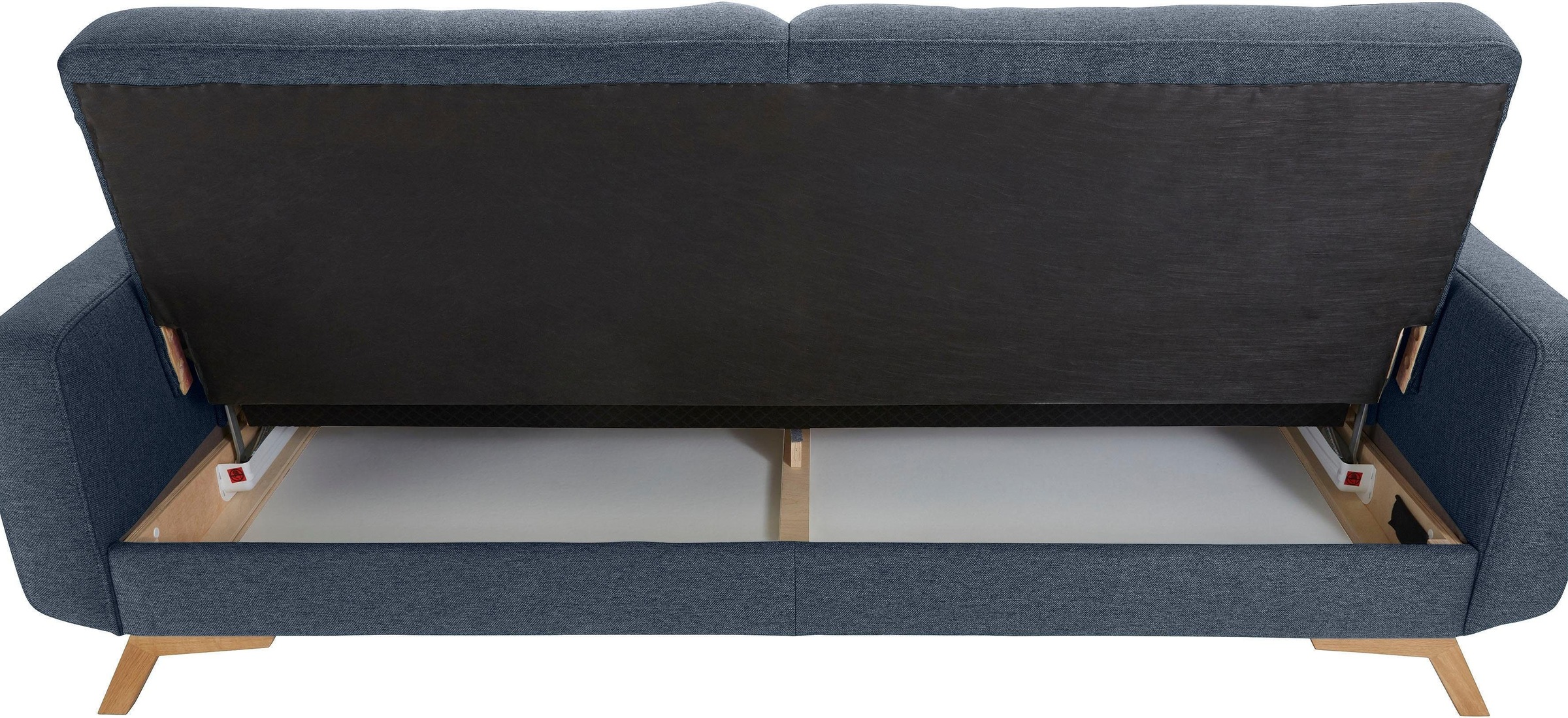 exxpo - sofa fashion 3-Sitzer »Fiord, aktuelles Design, tolle Detailverarbeitung im Sitz und Rücken«, bequem, wahlweise Kippcouch mit Bettfunktion und Bettkasten, Holzfuß