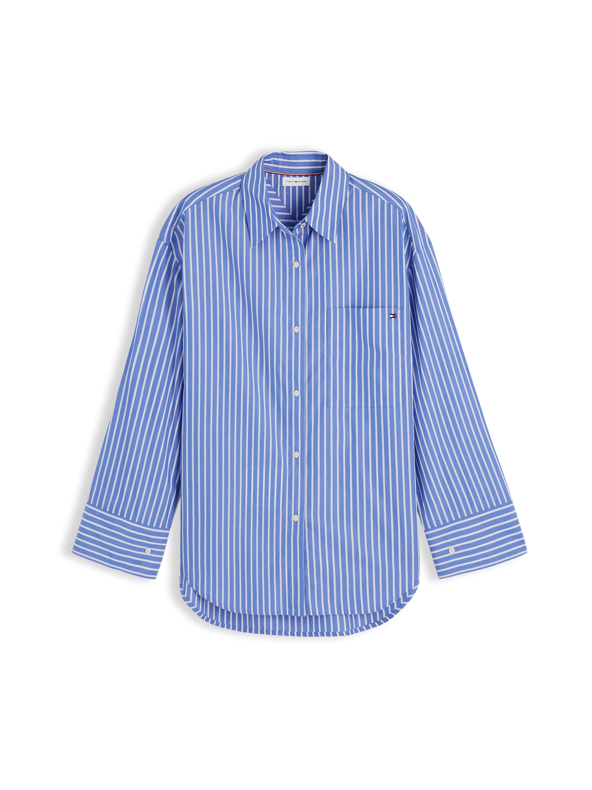 Tommy Hilfiger Hemdbluse »MODERN POPLIN BLUE STR SHIRT LS« Baumwolle, Brusttasche, regular fit