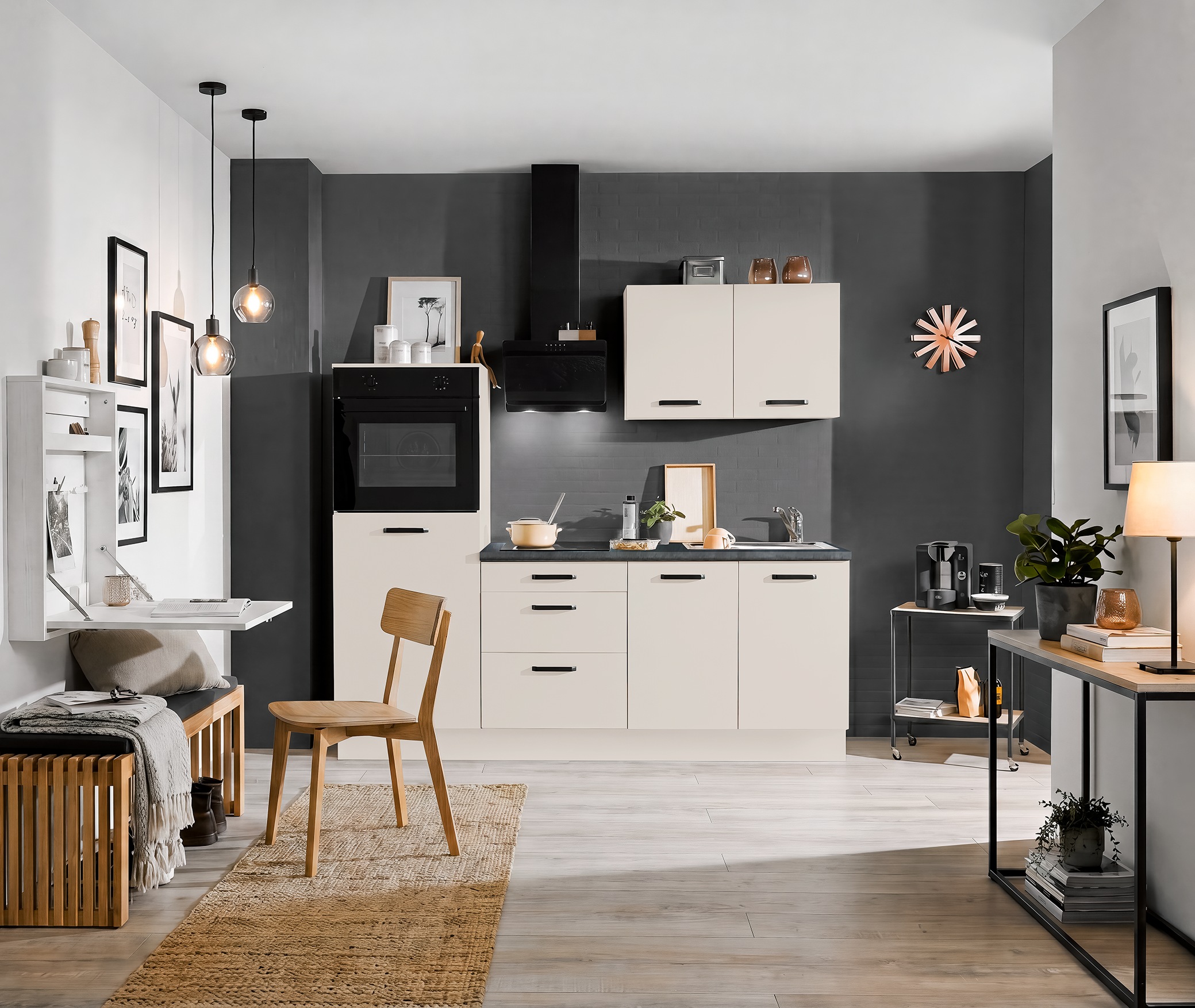wiho Küchen Küchenzeile "Compact" Breite 210cm, wahlweise mit Geräten (ohne Kühlschrank)