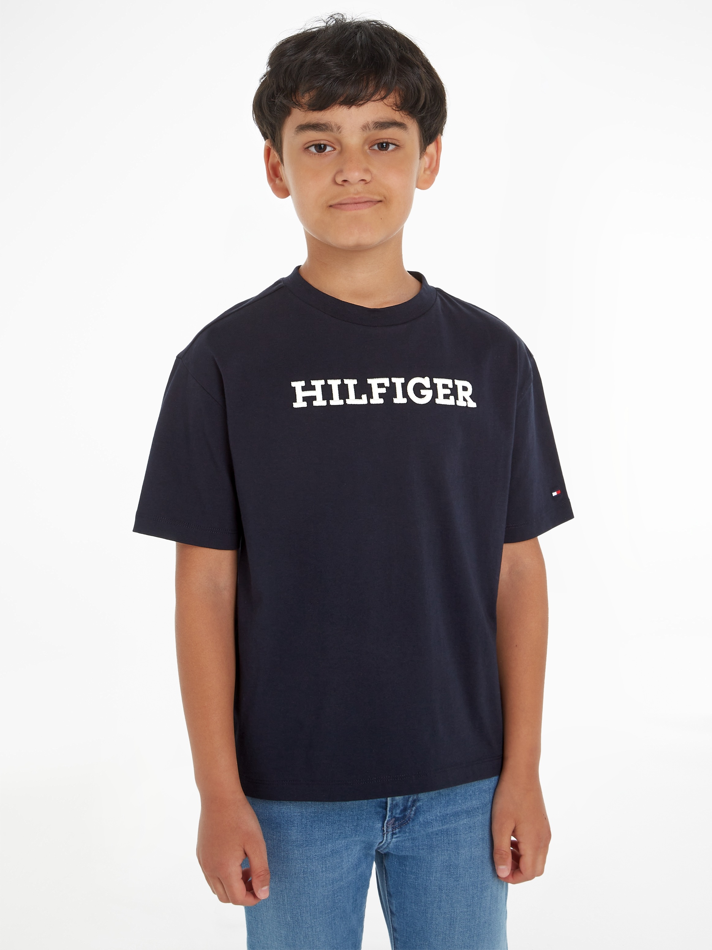 Tommy Hilfiger T-Shirt »U MONOTYPE TEE S/S«, mit großer Logo-Stickerei  online bestellen | BAUR