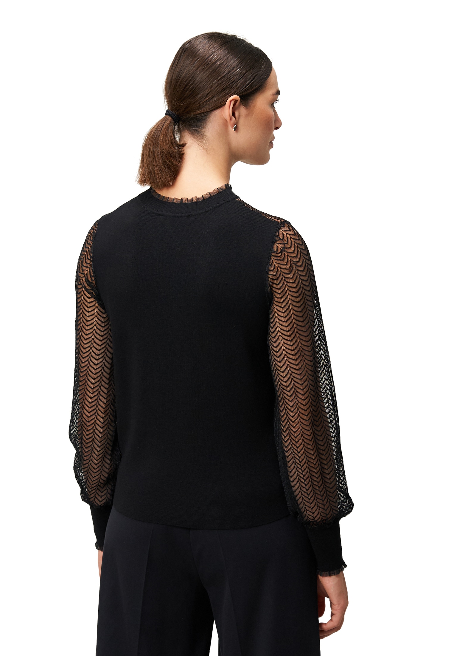 Zero Strickpullover »Damen Pullover mit transparenten Ärmeln« 1 Stk. tlg. Spitze