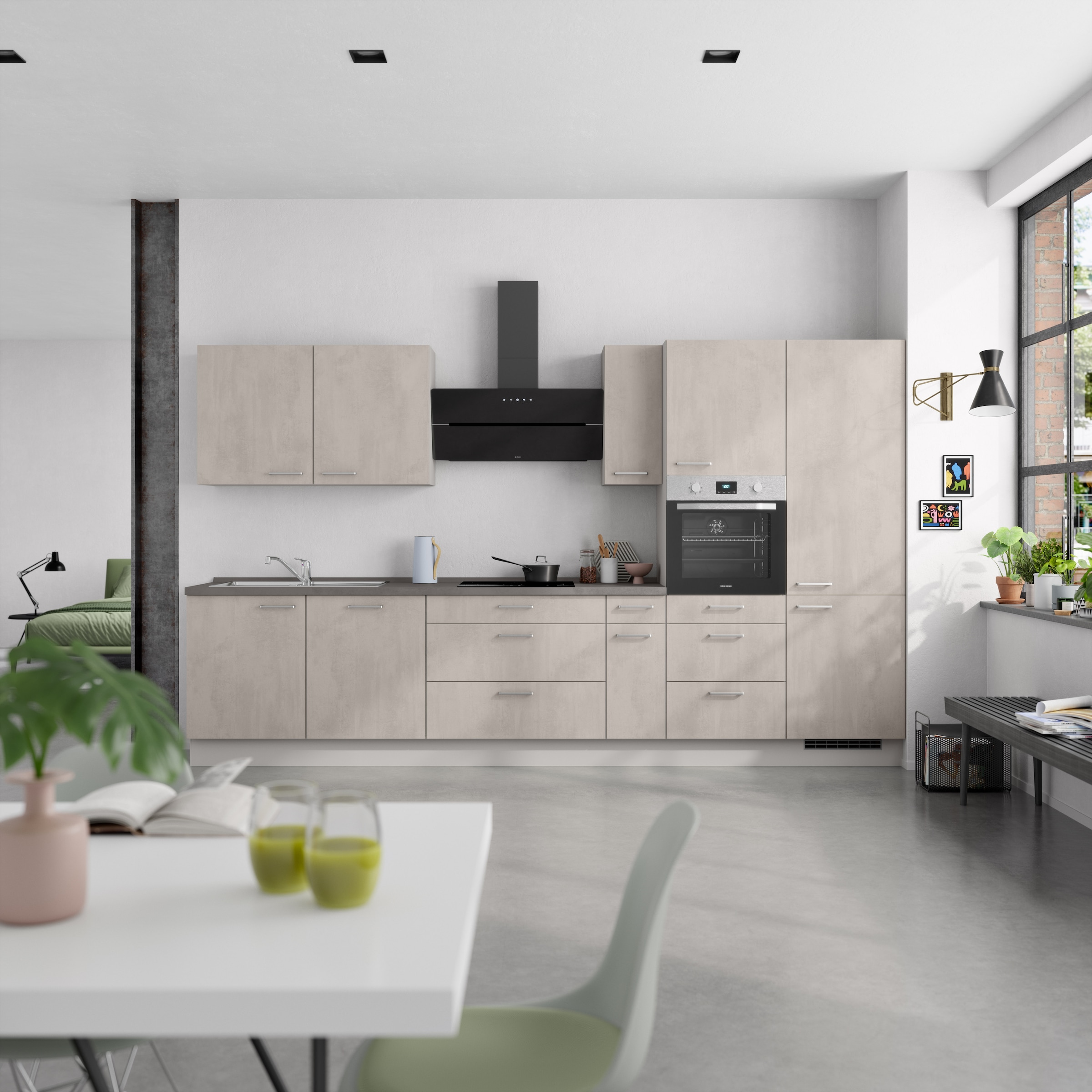 nobilia® Küchenzeile »"Riva II"«, vormontiert, Ausrichtung wählbar, Breite 360 cm, wahlw. mit E-Geräten