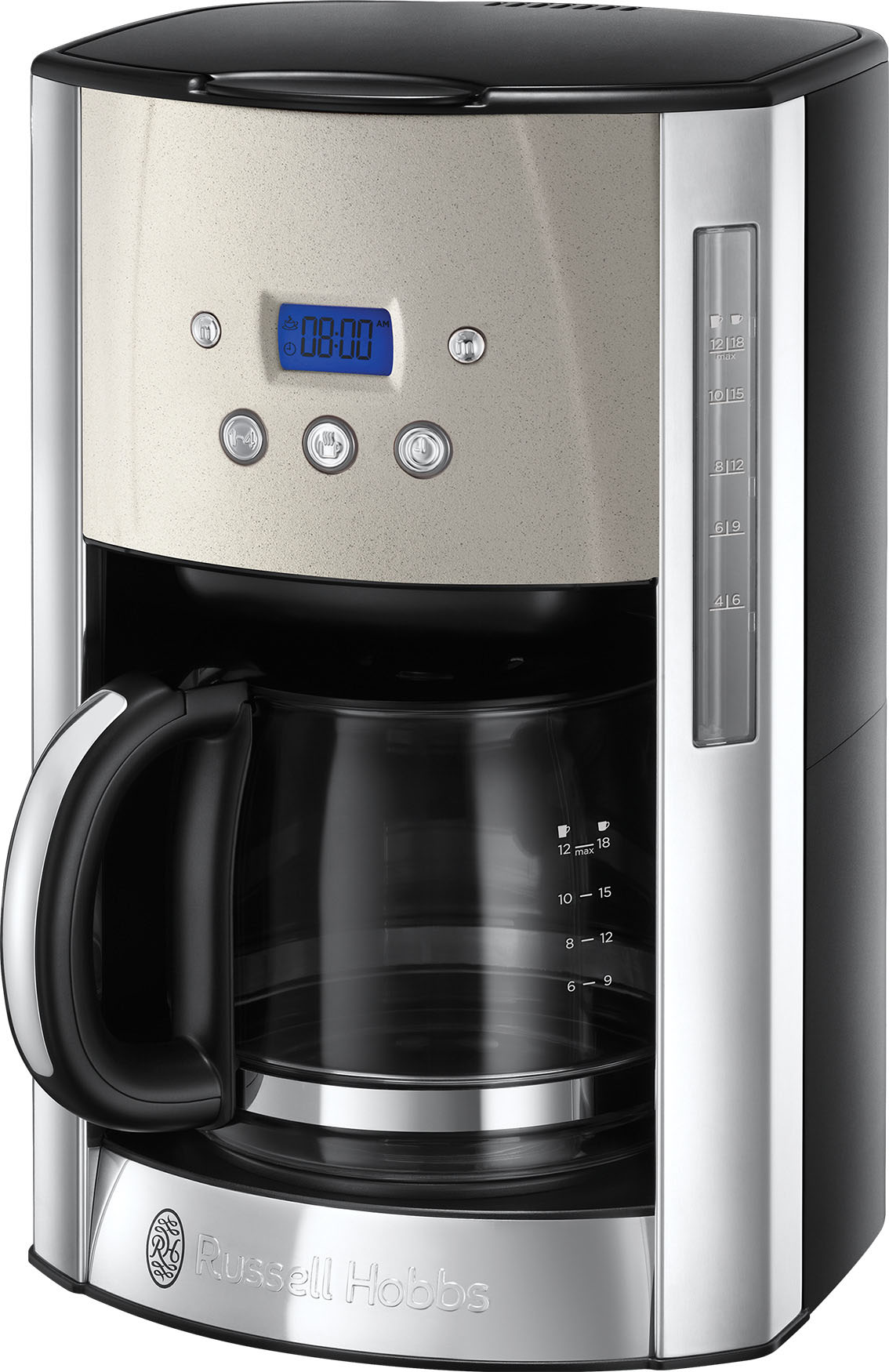 RUSSELL HOBBS Filterkaffeemaschine "Luna Moonlight Grey 23241-56" 1,5 l Kaffeekanne Papierfilter 1x4 mit fingerabdruckresistenter Lackierung