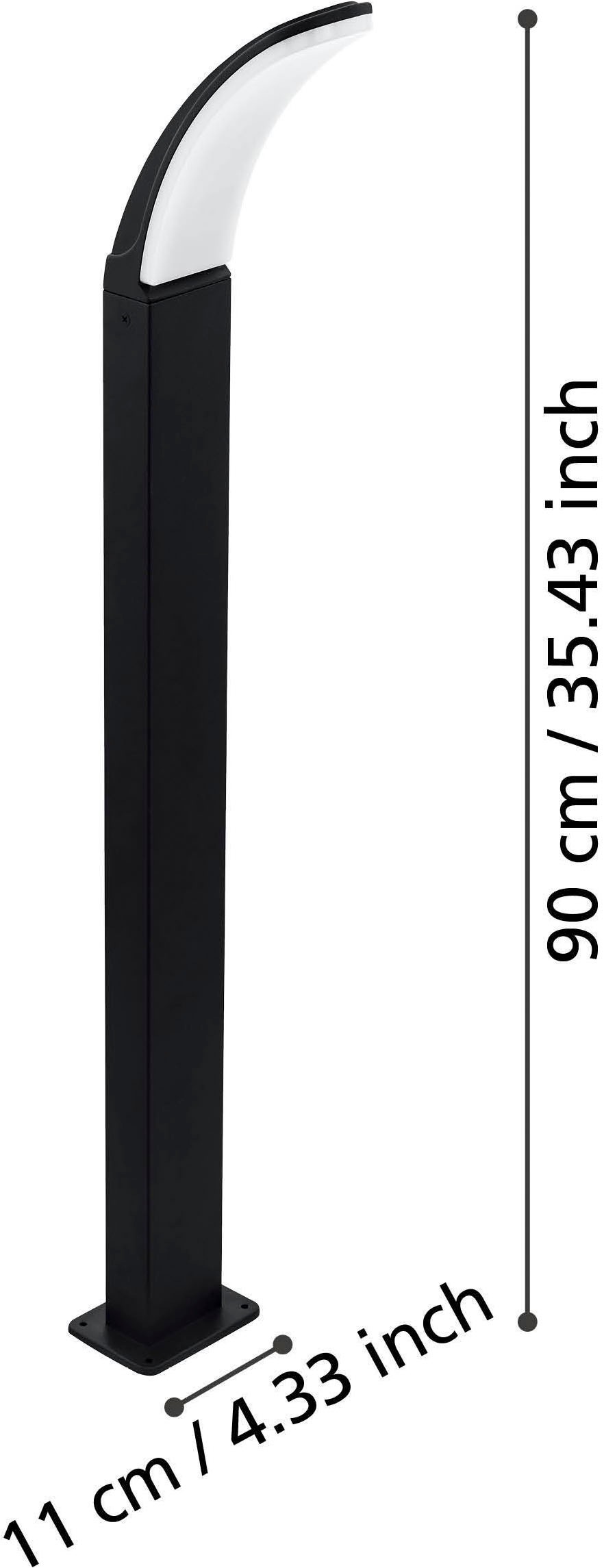 EGLO Stehlampe »Fiumicino Außen-Stehlampe, Außenlampe, Alu und Kunststoff, IP44, Lampe« LED-Modul 1 Stk. Warmweiß Stehleuchte - H90 cm - schwarz - 11,5W inkl.
