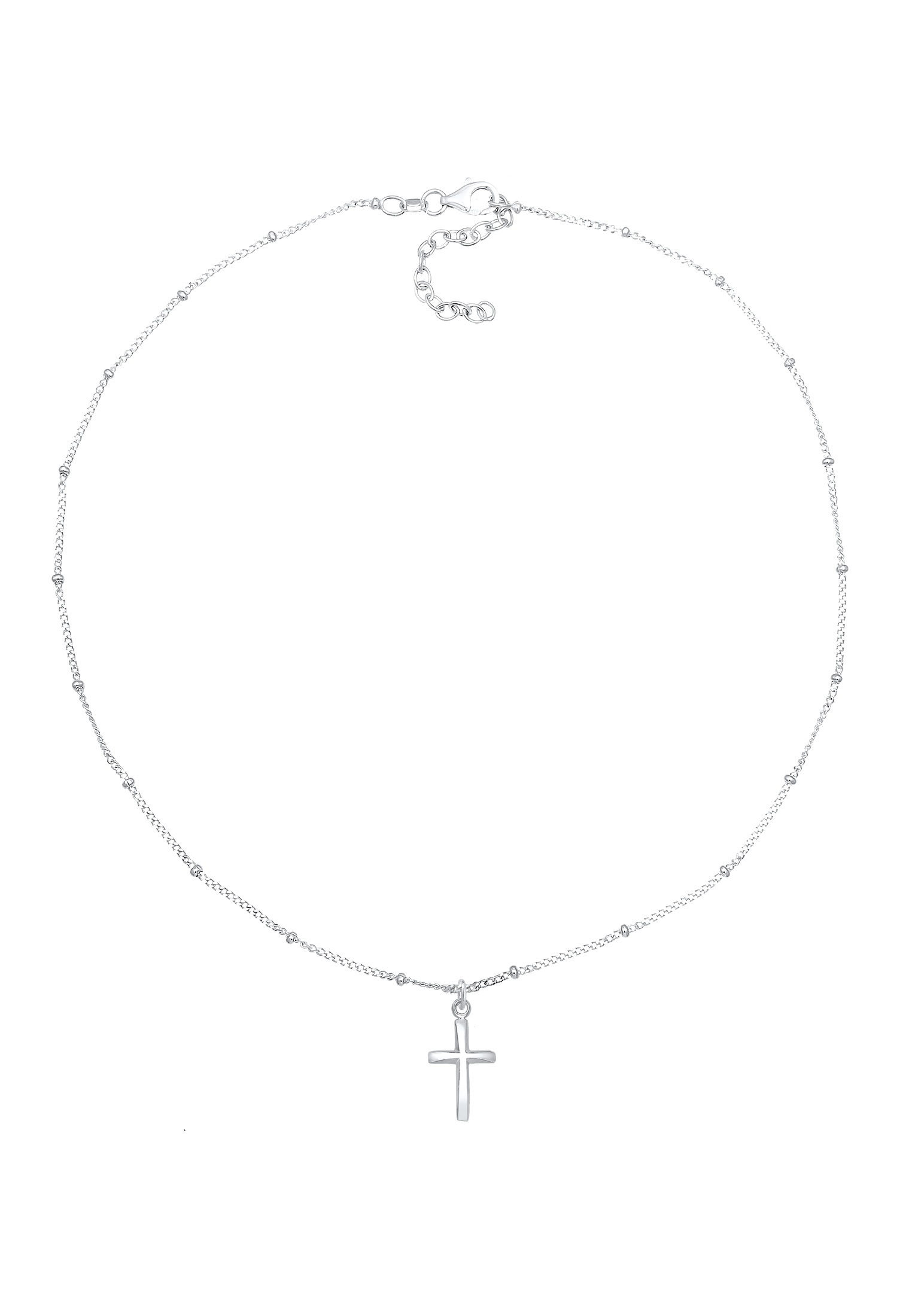 Collier ELLI "Choker Kugelkette Kreuz Glaube Schmuck Geschenk 925 Silber" Gr. 36, silber, Halsketten, Damen, 36, ohne Stein, Silber 925 (Sterlingsilber), L: 36, Collier 2