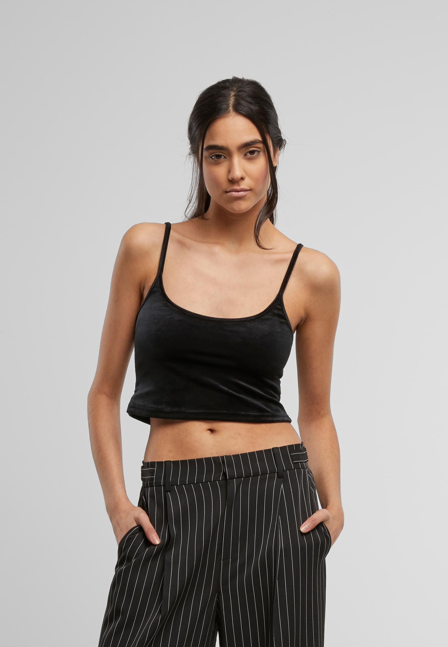 URBAN CLASSICS Muskelshirt »Urban Classics Ladies Short Velvet Top«, (1 tlg.)