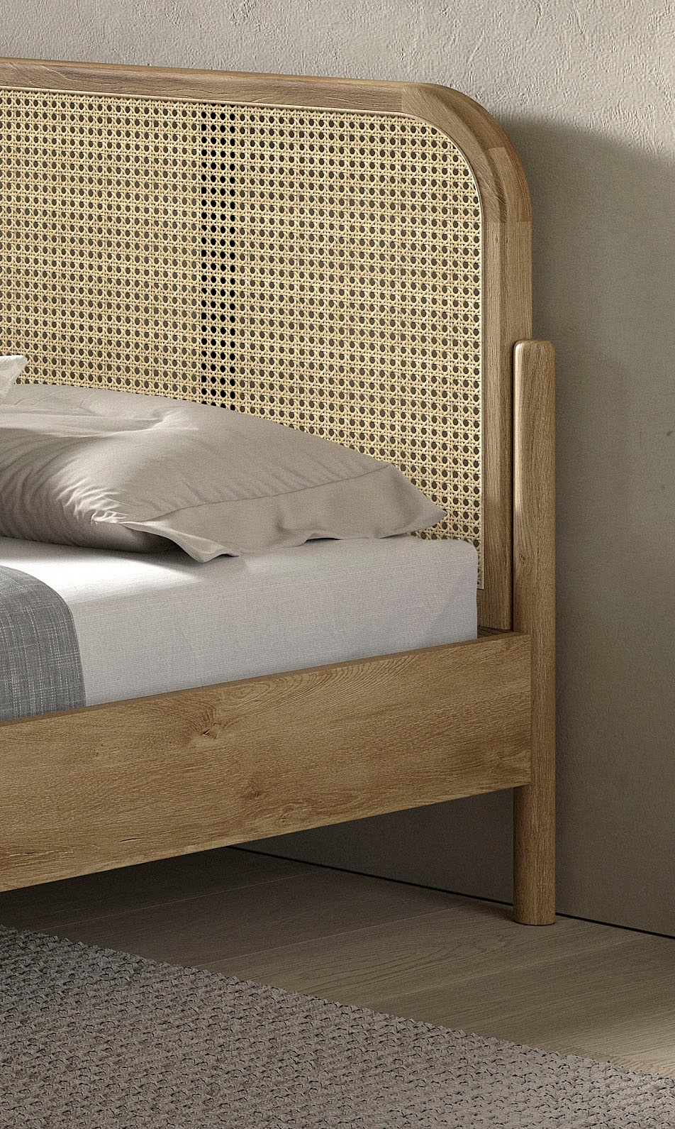 Vipack Bettgestell »mit massiven Bettpfosten und furnierten Bettseiten«, ohne Lattenrost, mit höhenverstellbarem Rahmenbeschlag, zwei Breiten