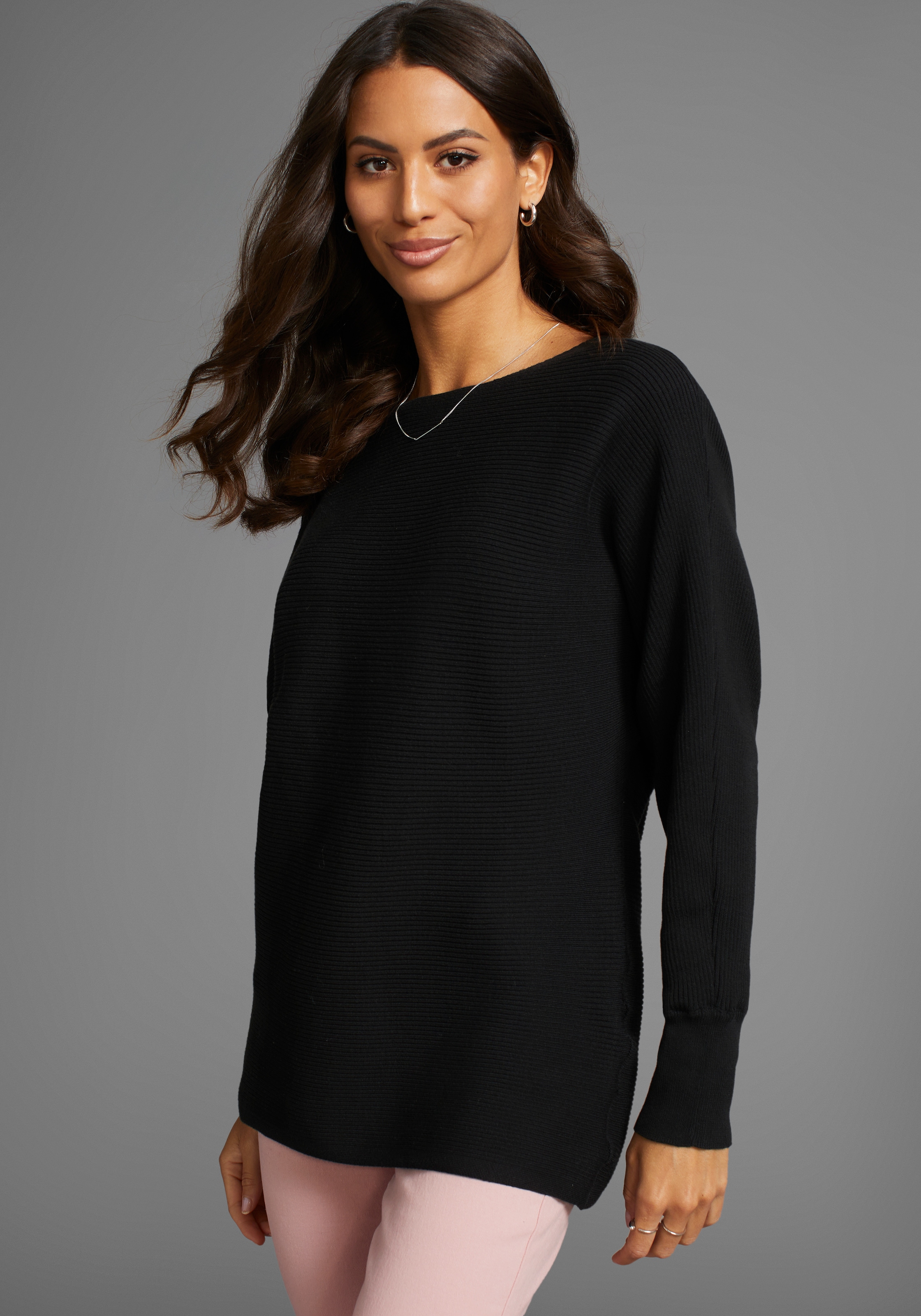 Laura Scott Rundhalspullover, in oversized Form mit Rippstruktur günstig online kaufen