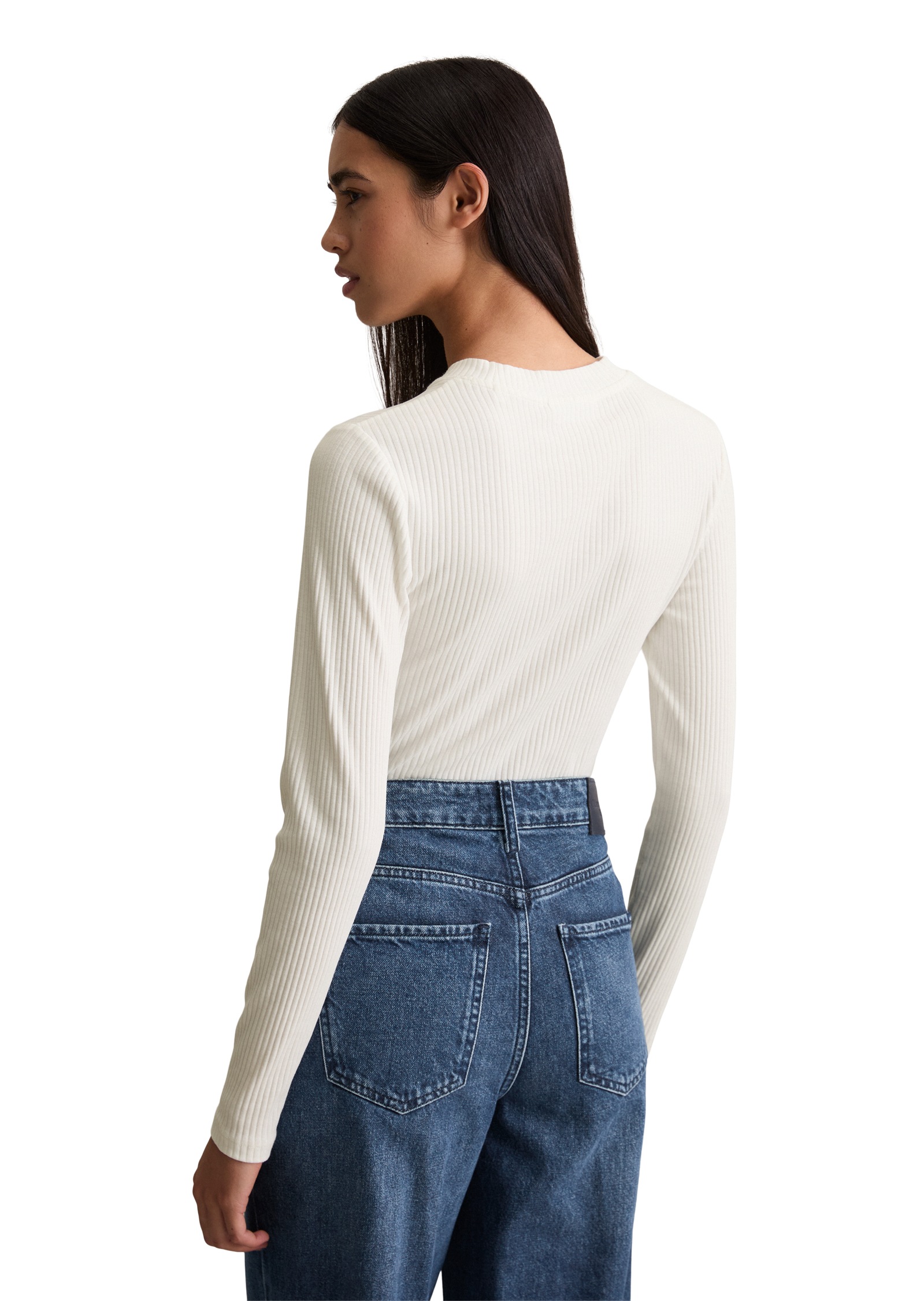 Marc OPolo DENIM Langarmshirt Rundhalsausschnitt, slim fit, Bio-Baumwolle günstig online kaufen