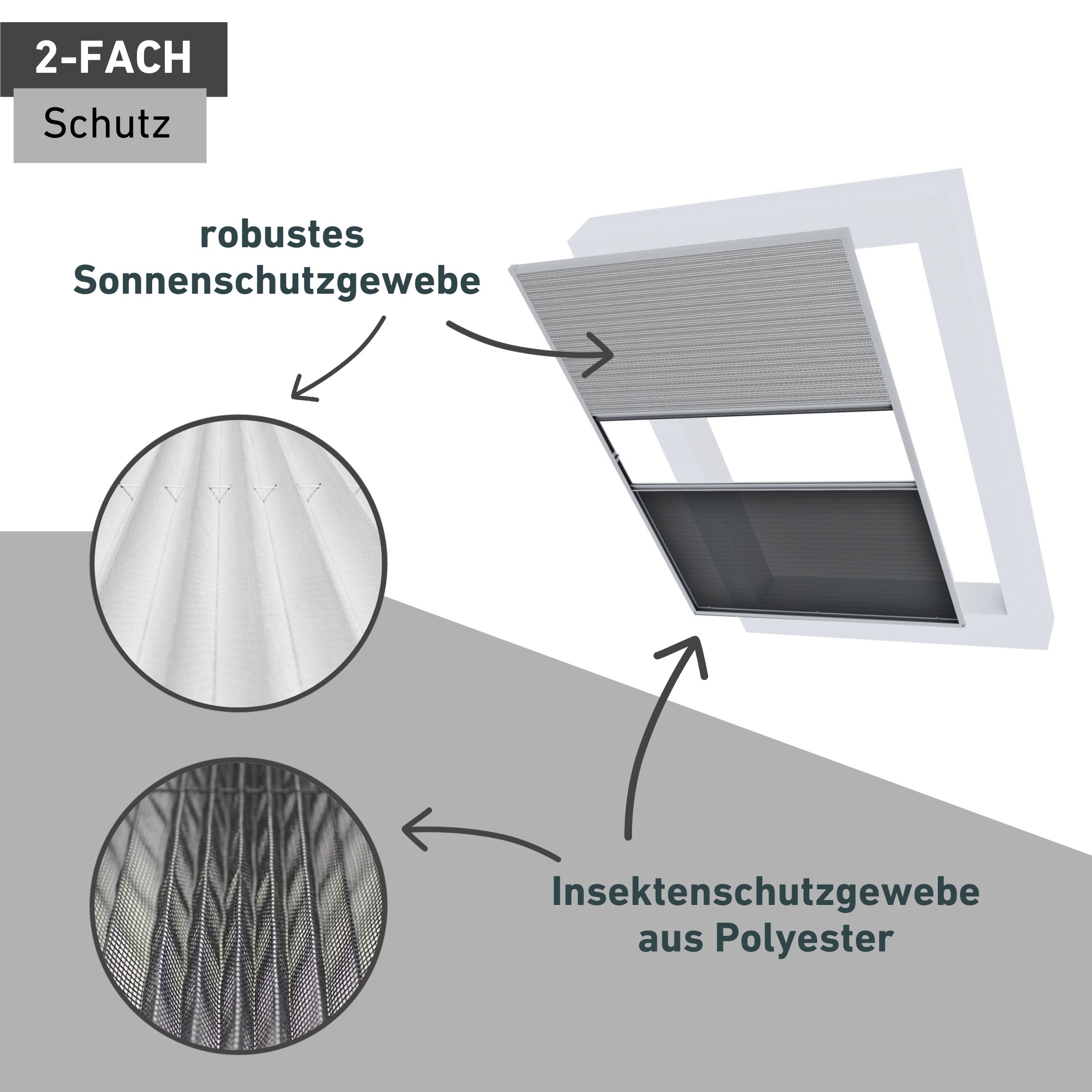 Windhager Insektenschutz-Fensterrahmen »Expert, Insekten- und Sonnenschutz in Plisseeform mit Alurahmen« Insektenschutz für Dachfenster, 110 x 160 cm, weiß