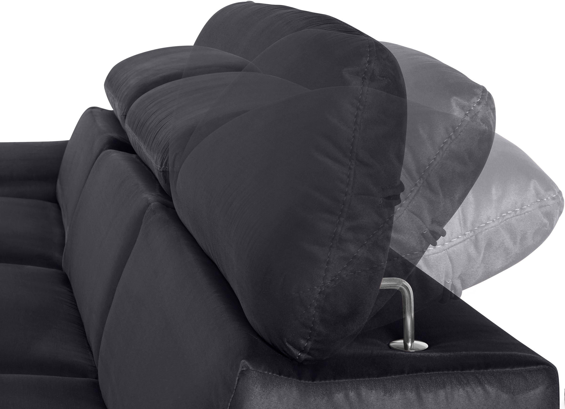 COTTA Ecksofa »Lola L-Form mit Kopfteilfunktion & Hocker«, (Set, mit Hocker), wahlweise mit Bettfunktion, Bettkasten & Armteilverstellung