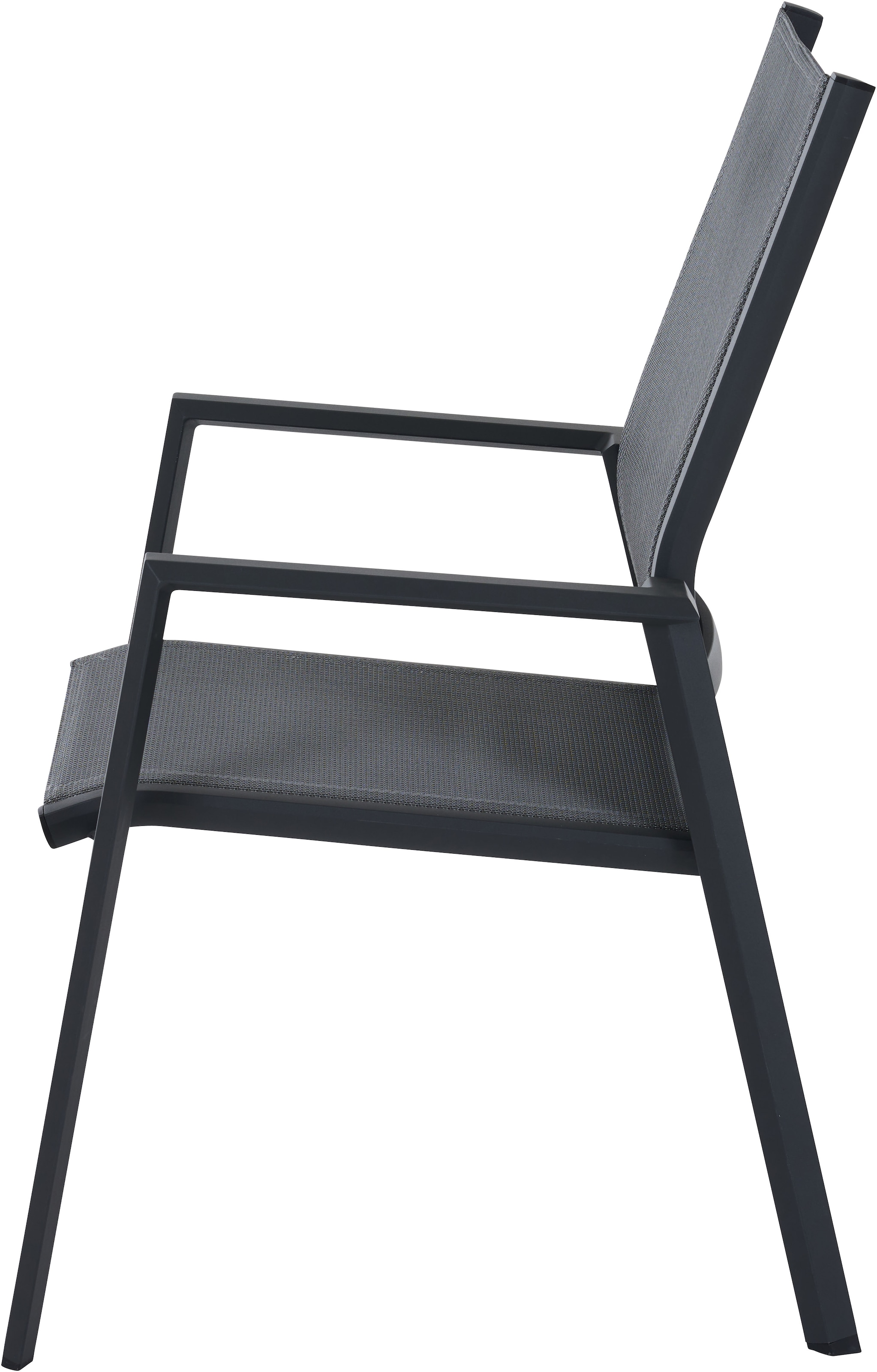 Siena Garden Gartensessel »TAURO Stapelsessel, matt anthrazit« Gestell aus Aluminium, Ranotex® Bezug royal-grey