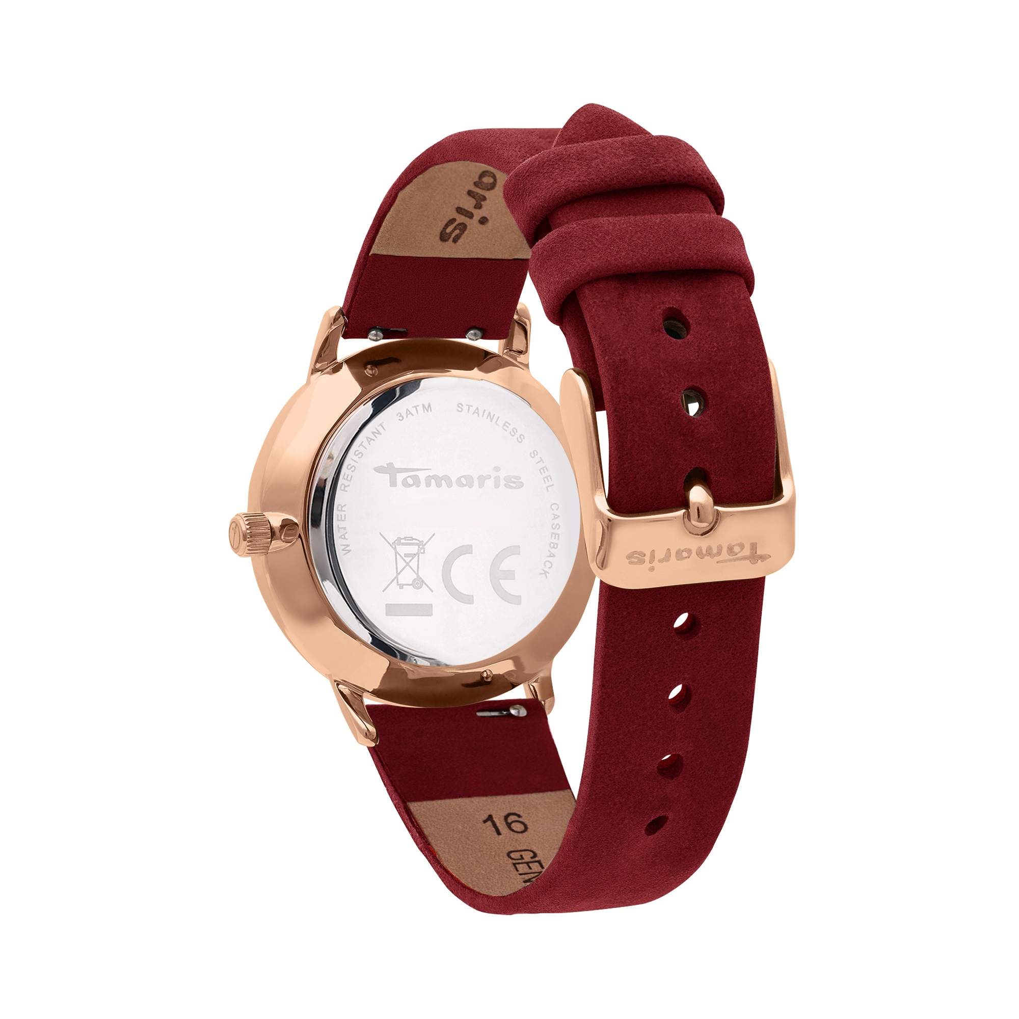 Tamaris Quarzuhr Armbanduhr, Damenuhr, Lederarmband, analog