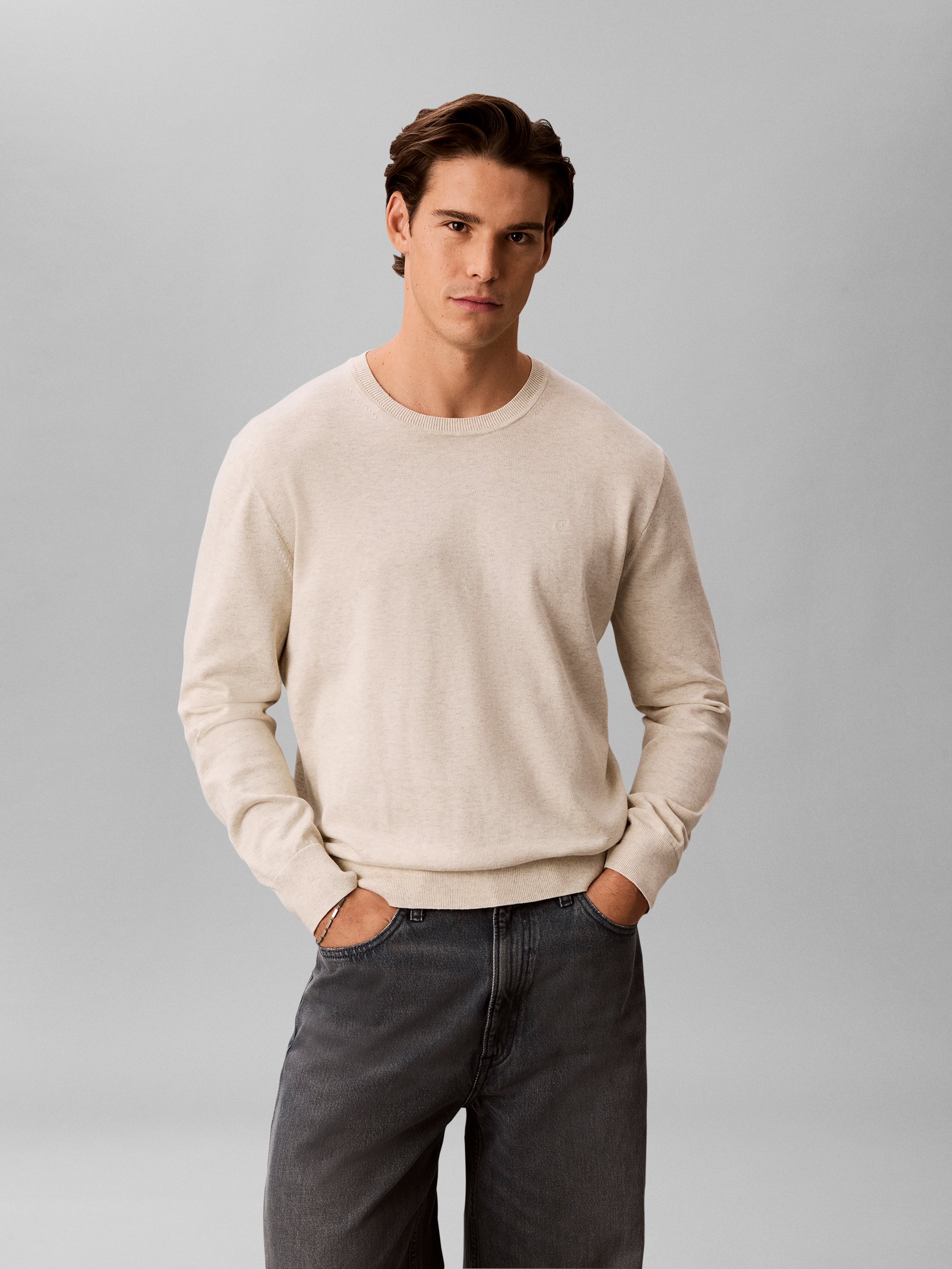 Calvin Klein Strickpullover »LS SUPIMA COTTON CREW 14GG« Mit Rundhalsausschnitt