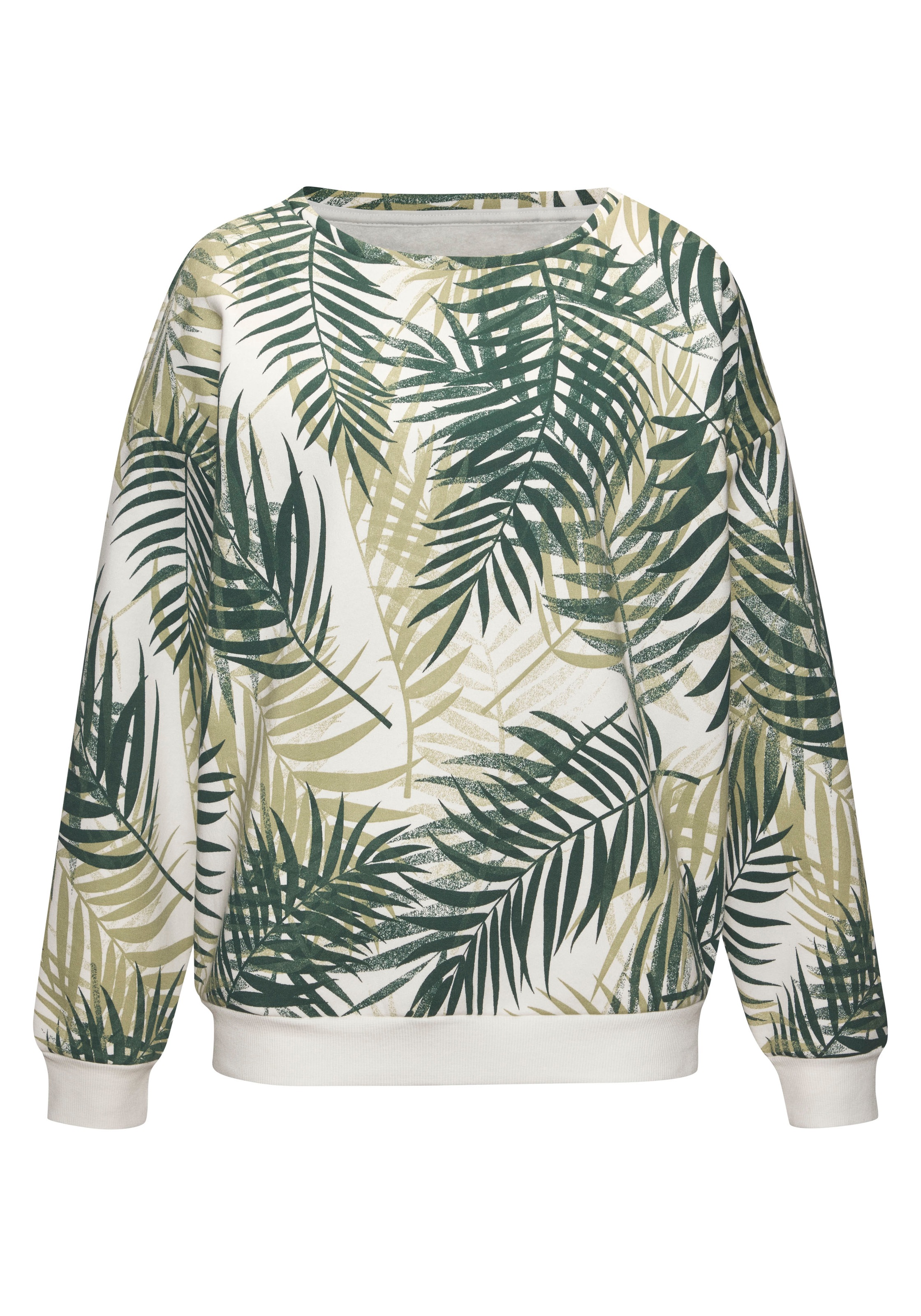 LASCANA Sweater, Loungeshirt mit Allover-Blätterdruck, Loungewear günstig online kaufen
