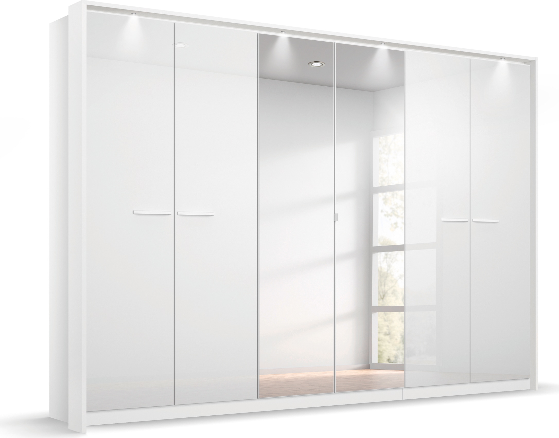 OTTO home Kleiderschrank "Mehrzweckschrank Aktenschrank Möbel Mietswohnung Schlafzimmer OTELI" erhältlich in Breiten 230/275 cm inkl. Innenschubladen und extra Böden, inkl. Passepartout optional mit Beleuchtung MADE IN GERMANY