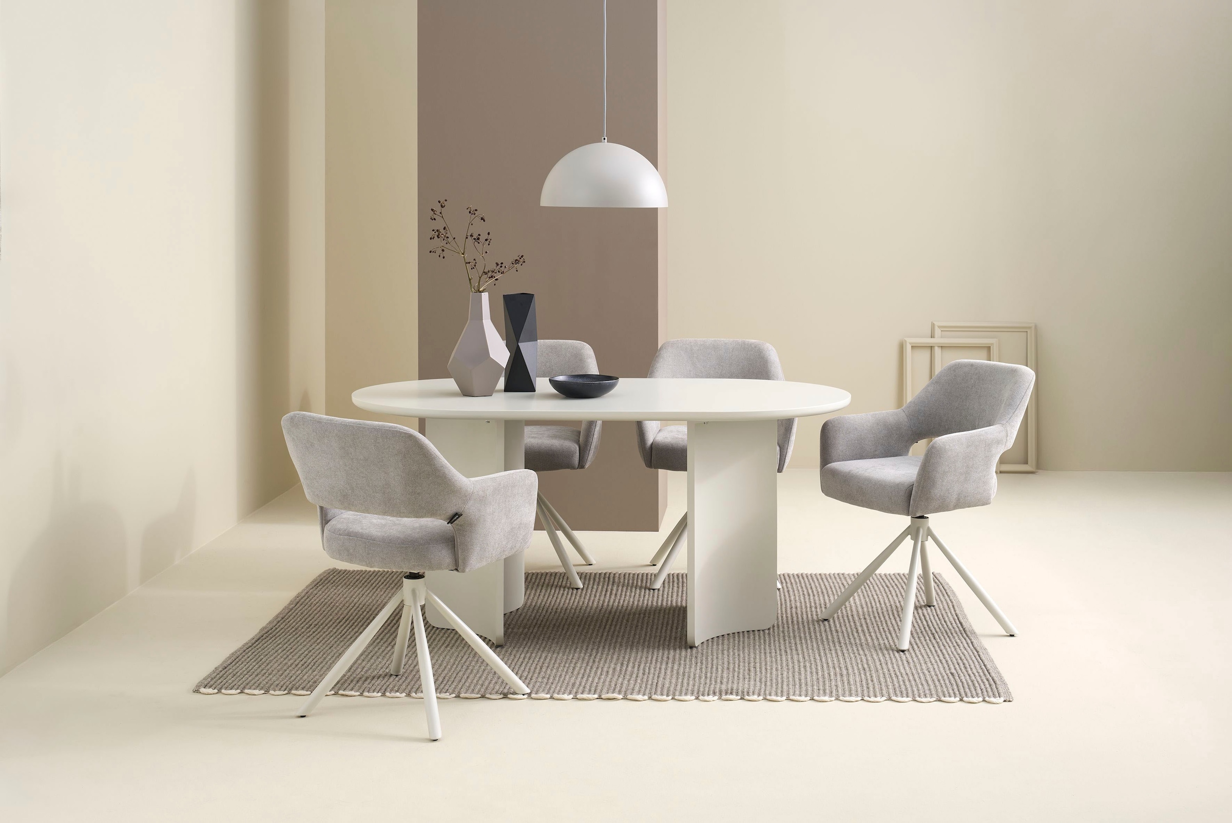 SCHÖNER WOHNEN-Kollektion Esszimmerstuhl »STAVANGER, 360° drehbar mit Rückholfunktion« (Set) 2 Stk.mit Taschenfederkern, Bezug Webstoff, Untergestell pulverbeschichtet