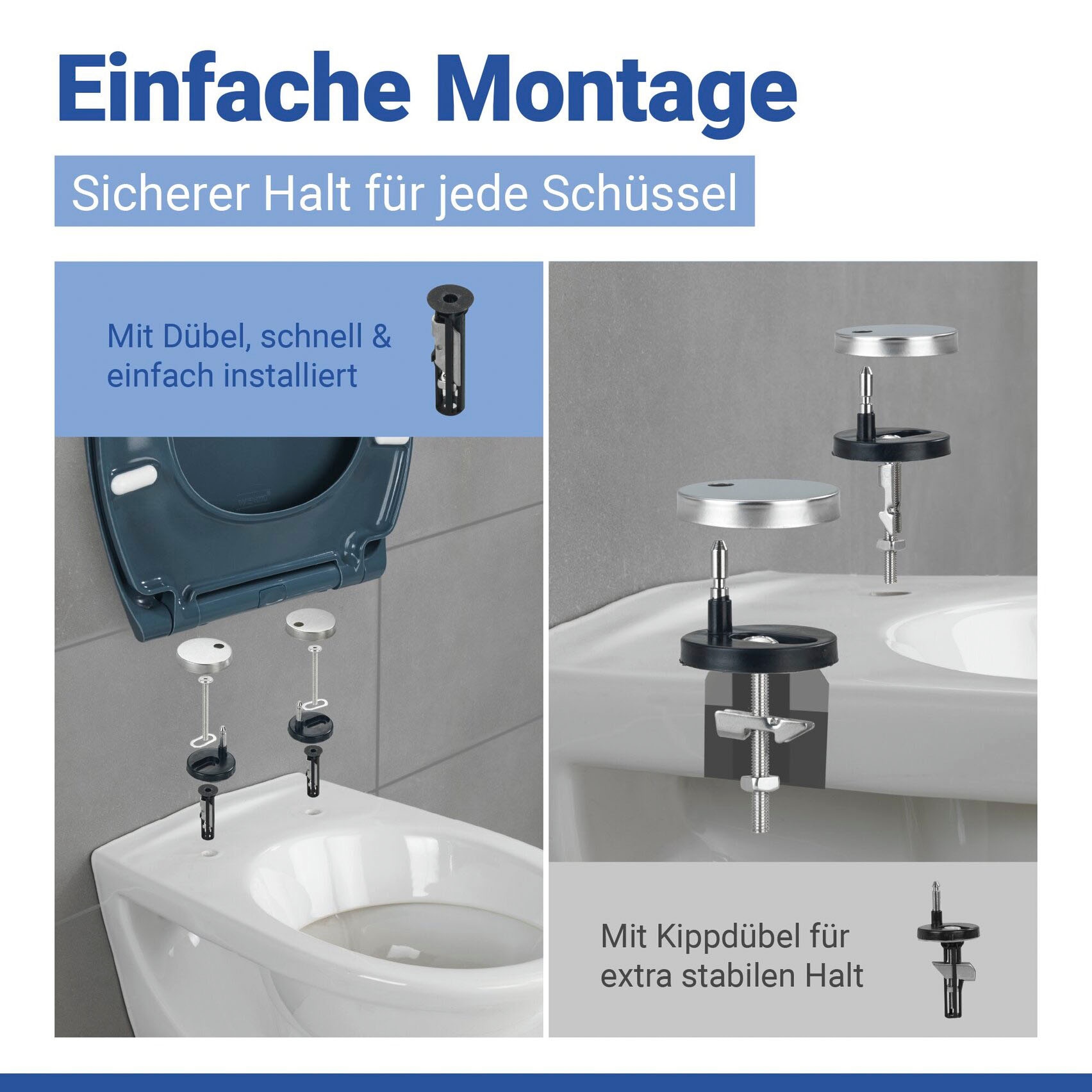 WENKO WC-Sitz »Samos Slate Blue«
