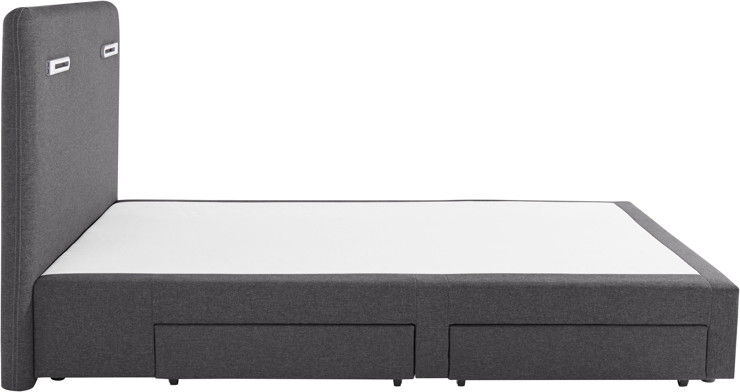 Boxbett HOME AFFAIRE "Luan", grau (anthrazit), B:127cm L:211cm, Komplettbetten, Boxspringbett, Schubkästen, LED-Beleuchtung und Topper, in Breite 120 cm und 180 cm 9