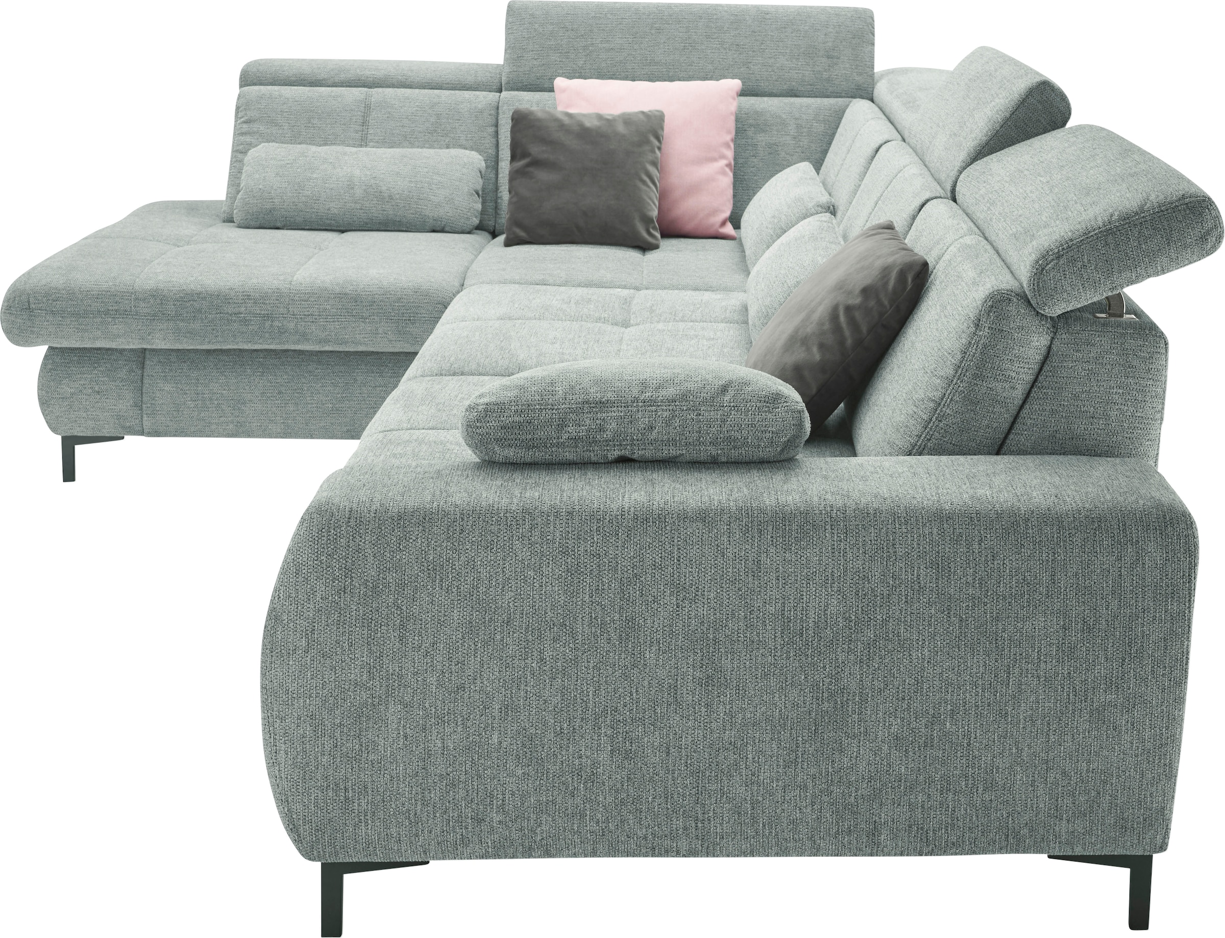 set one by Musterring Ecksofa »SO 3400 Sitzhöhe 47cm oder 49cm, Sitztiefe verstellbar, B/T 317/220 cm«, Kaltschaumpolsterung, Flachgewebe, whlw. mit Funktionen, Sitzhöhe 47