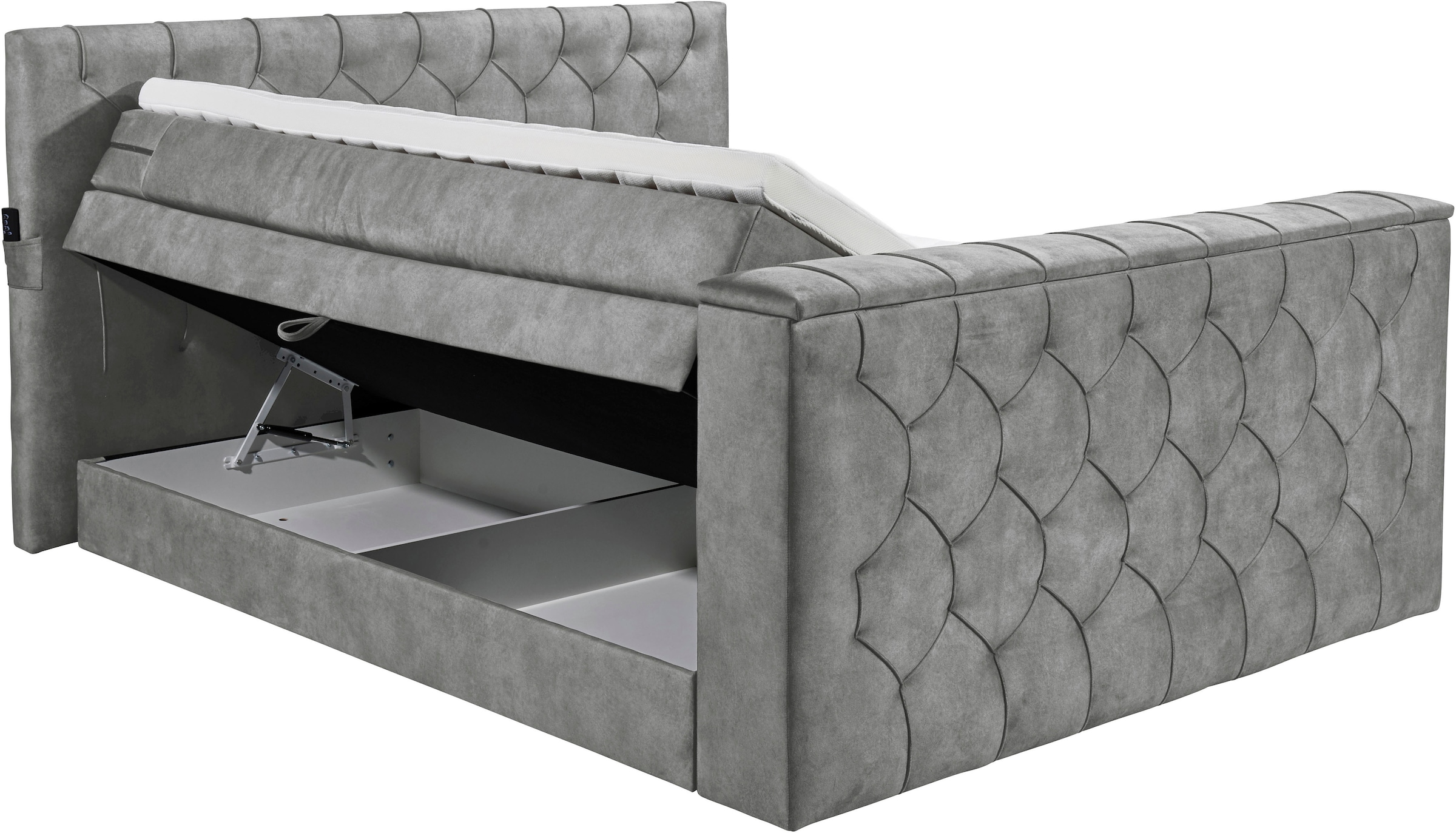 ED EXCITING DESIGN Boxspringbett »Springdale«, mit Bettkasten, motorisierter TV-Halterung, Duo-Matratze (H3/H4)