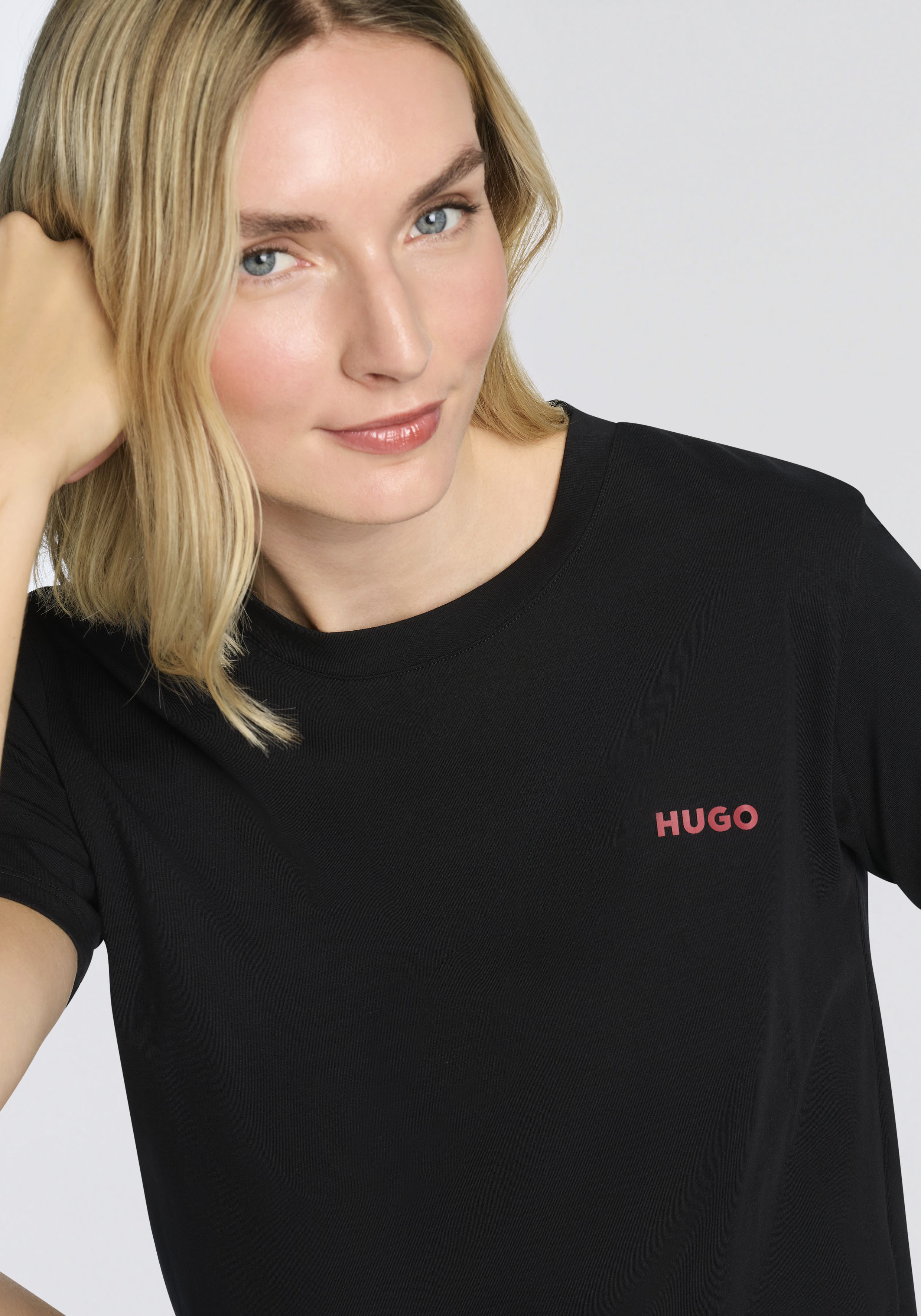 Thumbnail - HUGO Underwear T-Shirt mit rundem Ausschnitt, regular fit, toniges Markenlogo