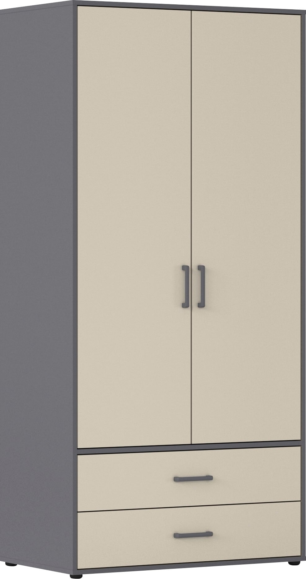 rauch Drehtürenschrank "Kleiderschrank Schrank Garderobe Wäscheschrank VOYAGER" in 3 verschiedenen Ausstattungen BASIC/CLASSIC/PREMIUM, mit 2 modernen Griffvarianten, mit Außenschubladen MADE IN GERMANY