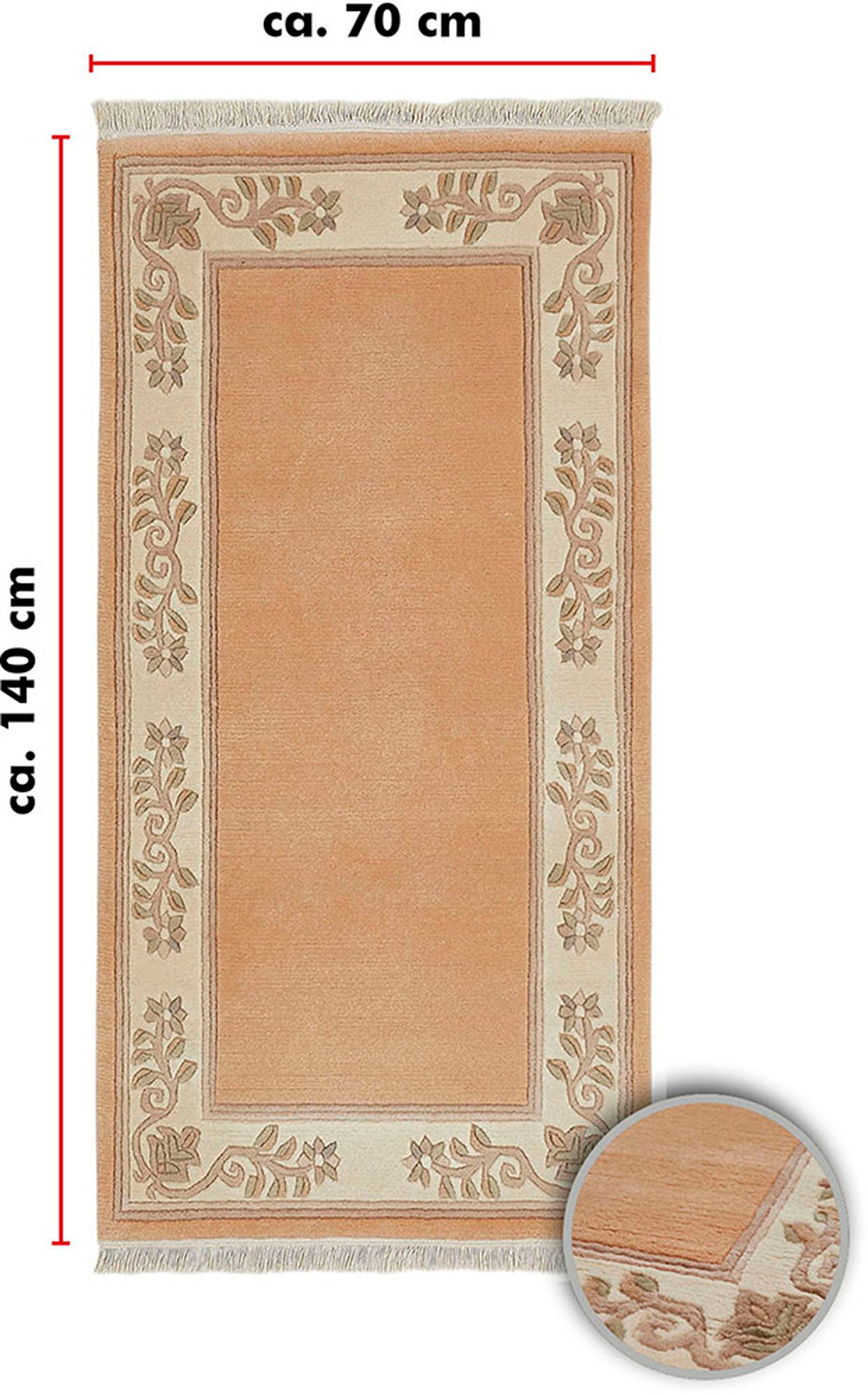 LUXOR living Wollteppich »Adour«, rechteckig, 18 mm Höhe, reine Wolle, handgeknüpft, mit Bordüre und Fransen, Wohnzimmer
