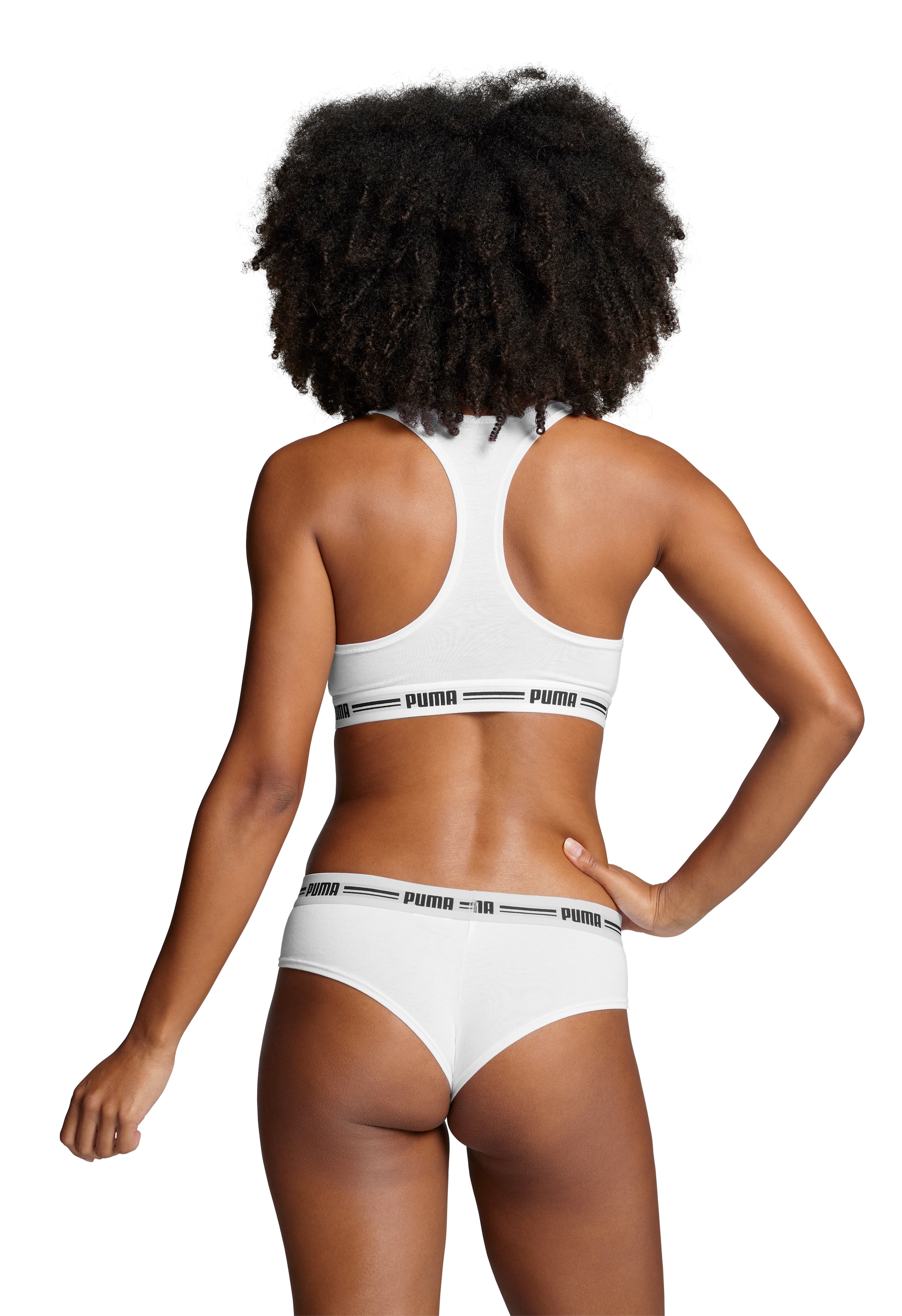 PUMA Brasilslip »PUMA WOMEN BRAZILIAN 2P PACK«, (2er Pack), Breiter elastischer Logobund