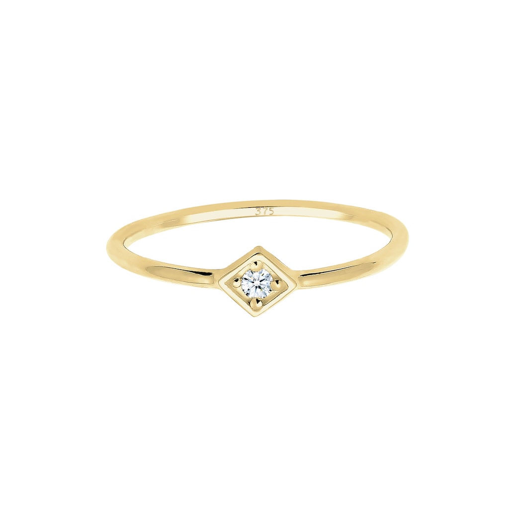 Elli DIAMONDS Verlobungsring »Verlobungsring Geo Diamant (0.03 ct.) 375 Gelbgold«