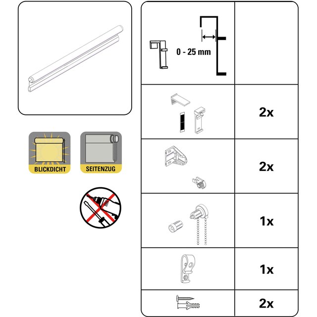 my home Seitenzugrollo »Uni Klemmrollo«, Lichtschutz, ohne Bohren,  freihängend, Schraubmontage möglich auf Rechnung | BAUR