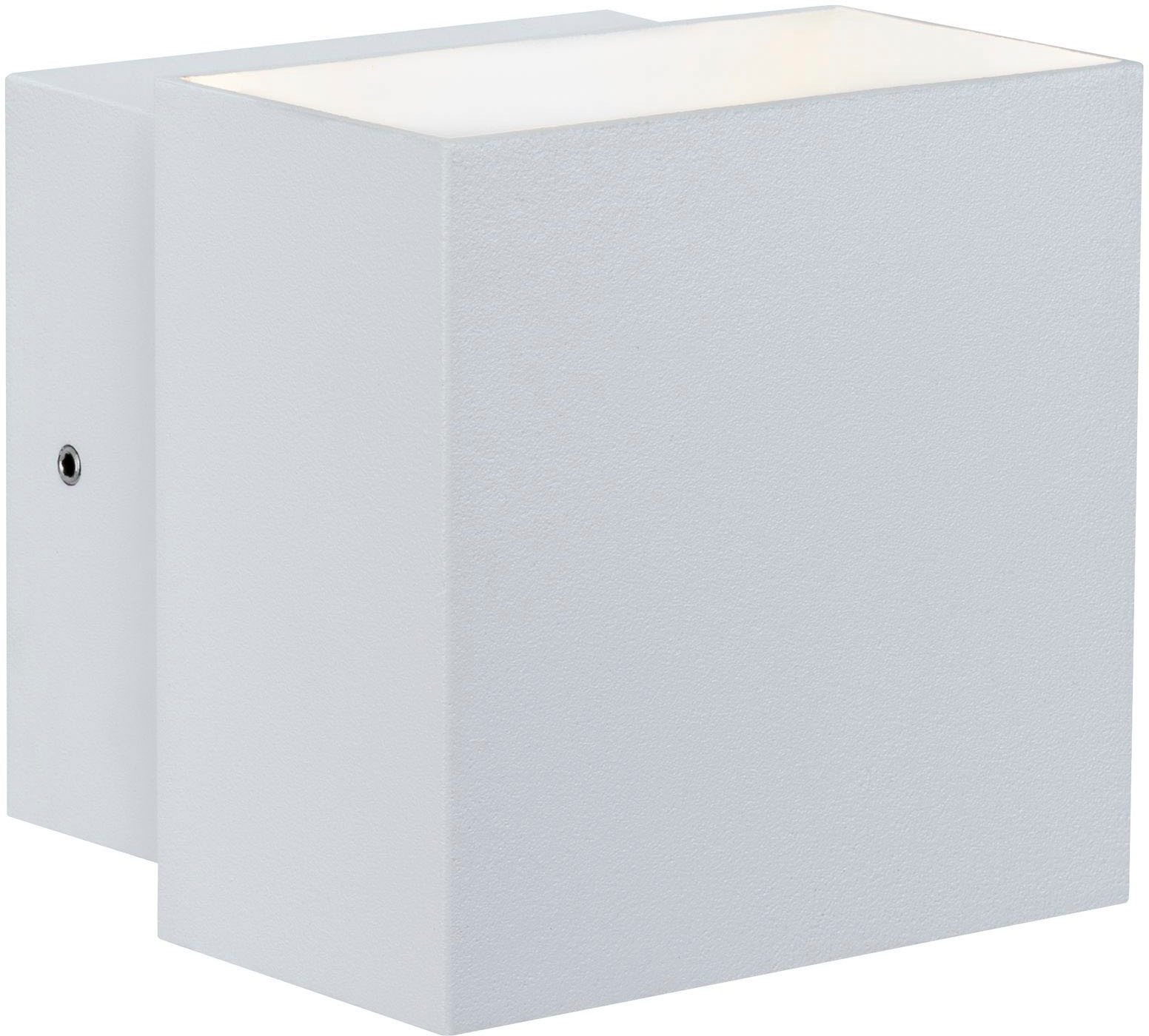 LED Außen-Wandleuchte PAULMANN, B:10cm H:9,3cm T:10cm, weiß, Leuchten, "Outdoor 230V Cybo LED 2x3,5W 230V IP65 eckig 100x100mm Grau Aluminium", IP65