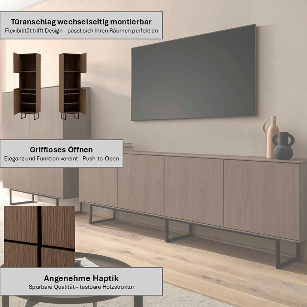 Home affaire Wohnzimmer-Set »Lund, moderne Anbauwand, Wohnzimmer-Set in Stone Oak oder Nussbaum« 2 Stk. tlg.
