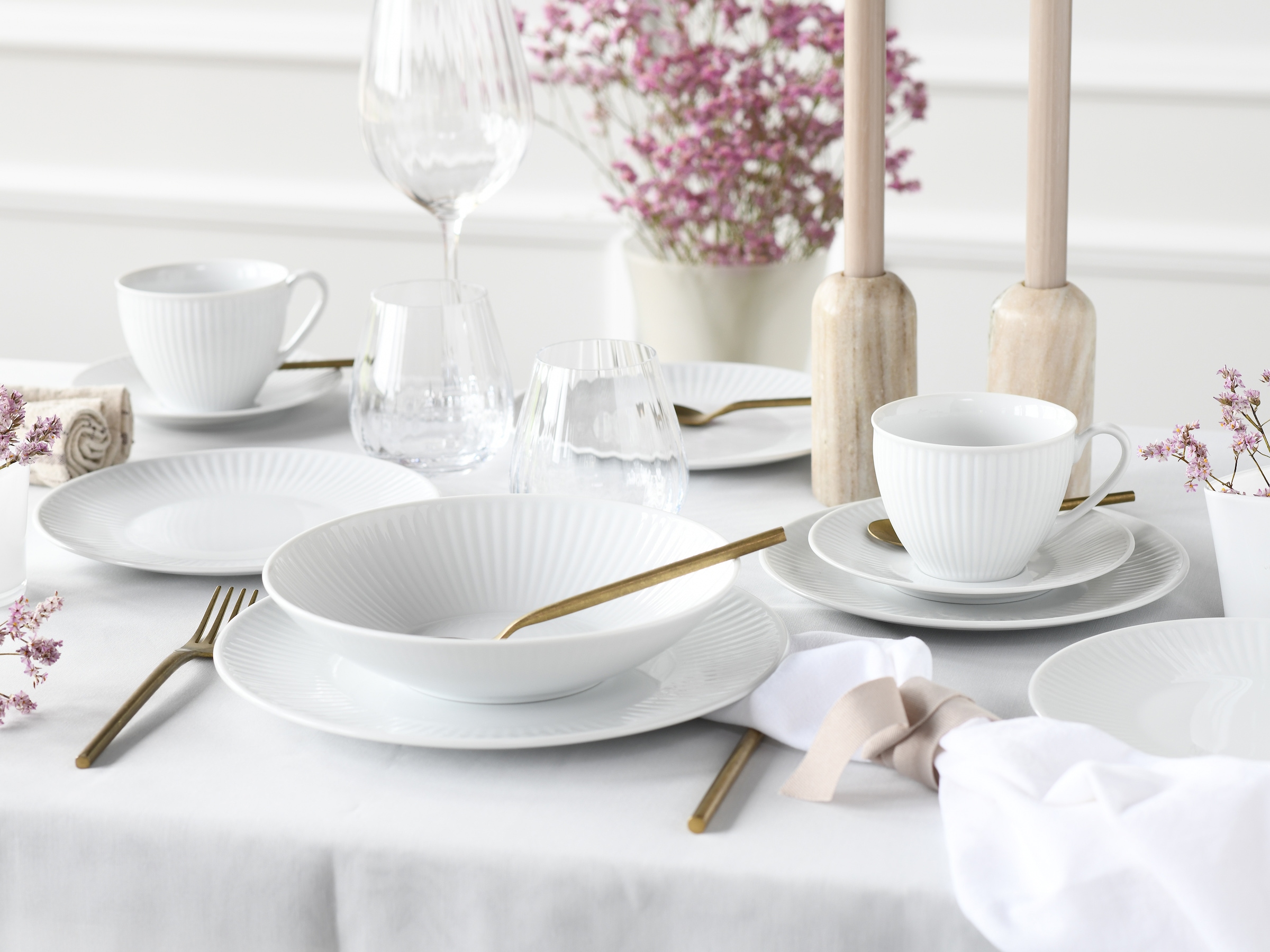 CreaTable Kombiservice »Valencia Weiß, Kombi-Service 30-tlg«, (Set, 30 tlg.), Elegant, Boho Chic