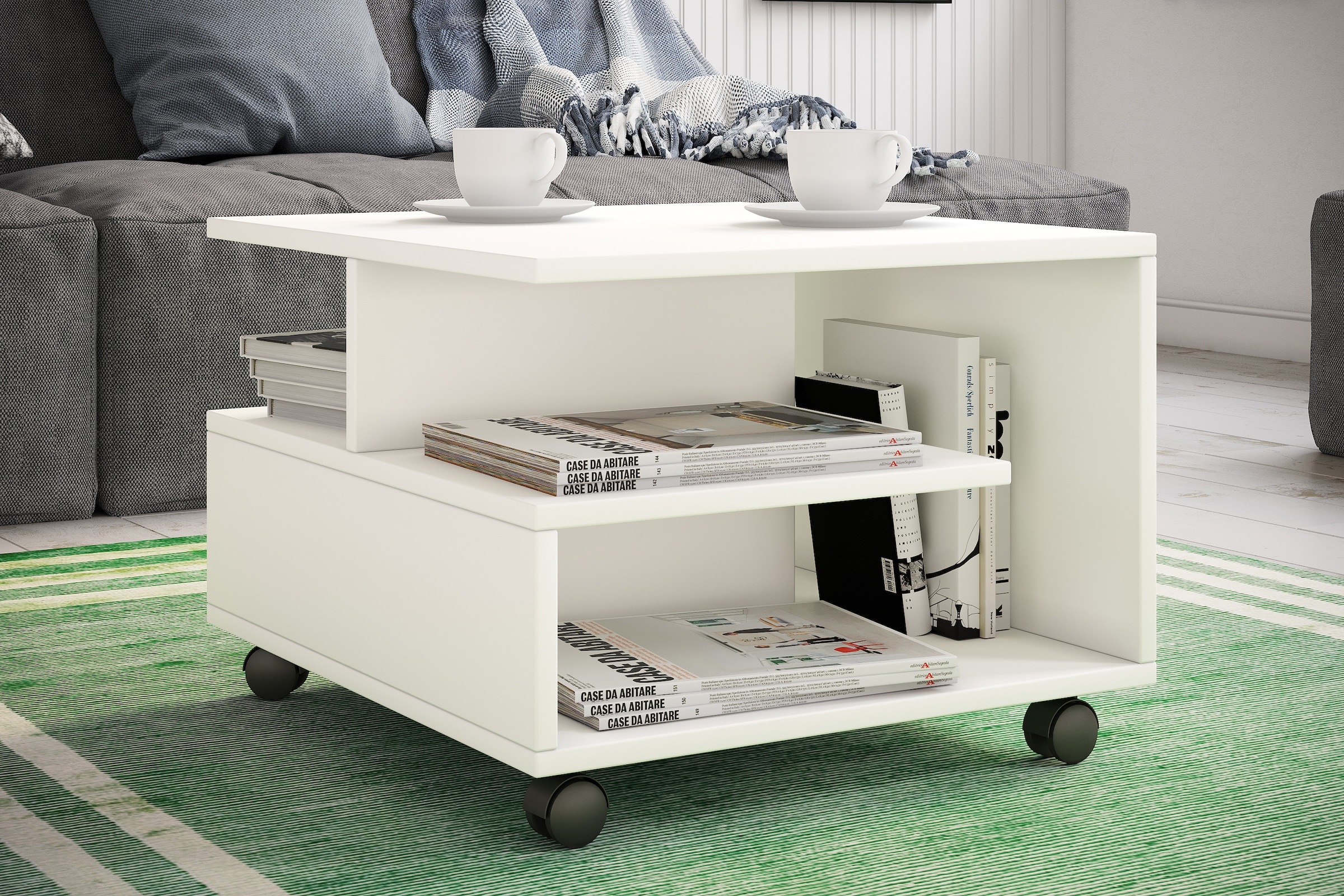 VCM Couchtisch »VCM Holz Couchtisch Sofatisch Wohnzimmertisch Rollen rollbar Kaffeetisch Stango S«, (Stango)