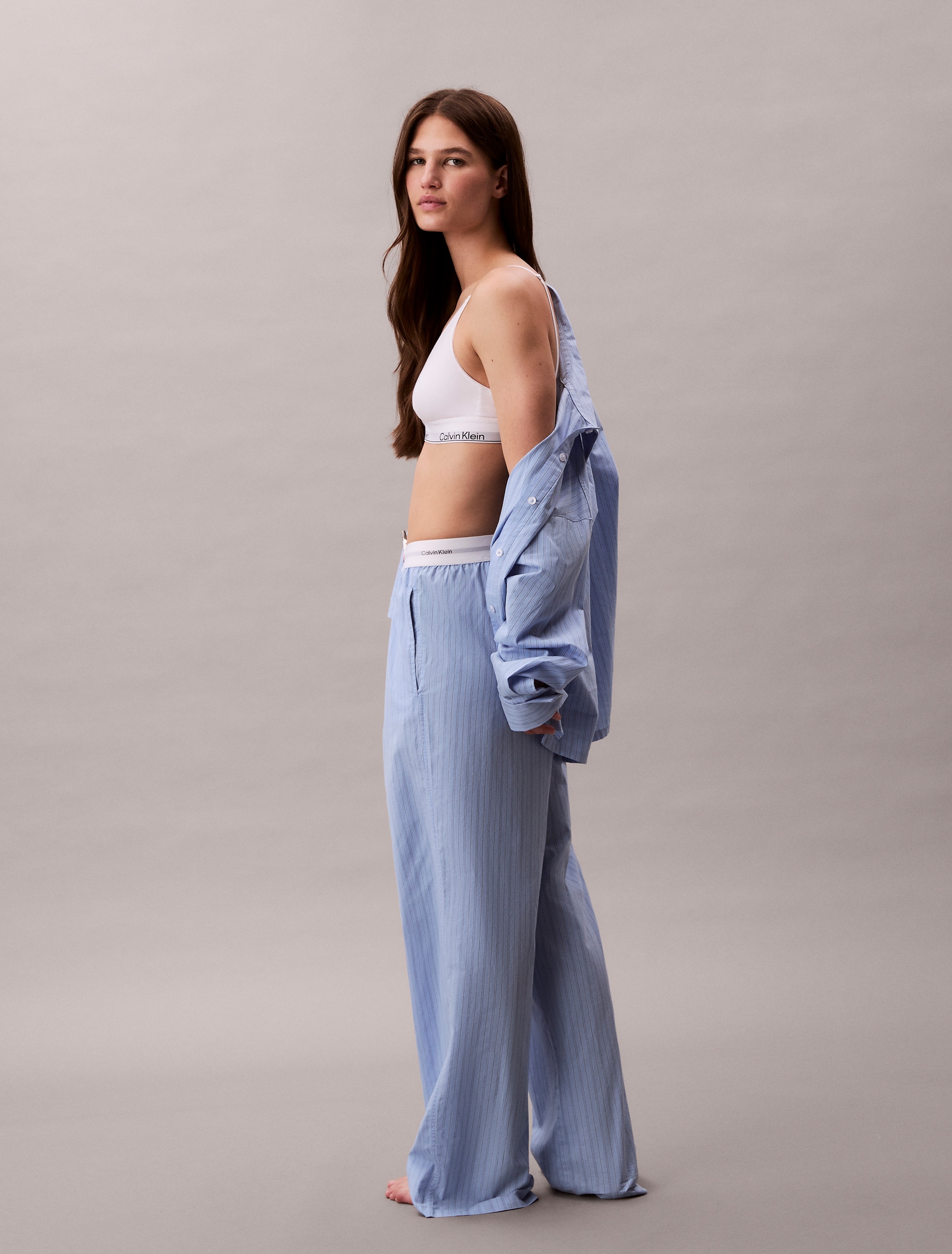 Calvin Klein Underwear Homewearhose »LOGO WB POPLIN PANT«, mit elastischem Logo-Bund