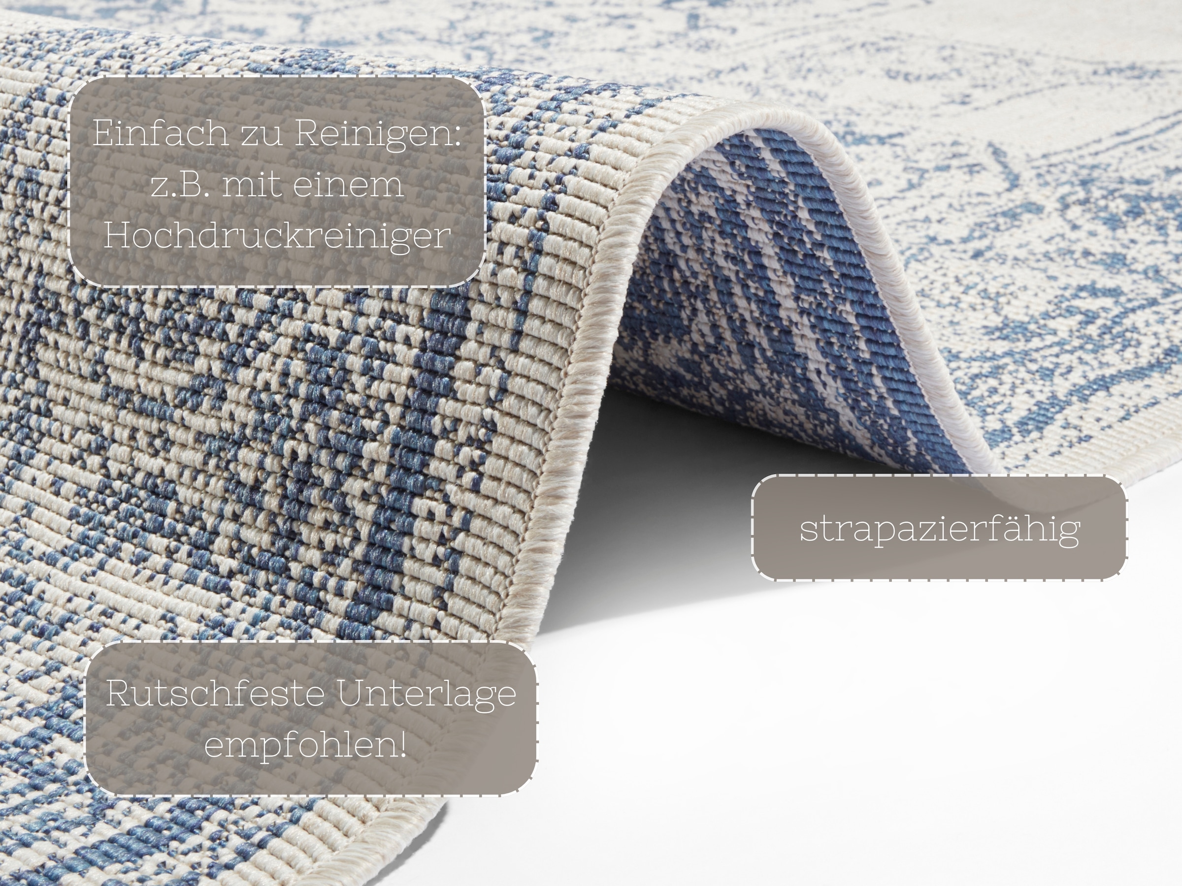 NORTHRUGS Teppich »Borbon Wendeteppich«, rechteckig, 5 mm Höhe, In-& Outdoor, Wetterfest, Balkon, Garten, Wohnzimmer, Wasserfest